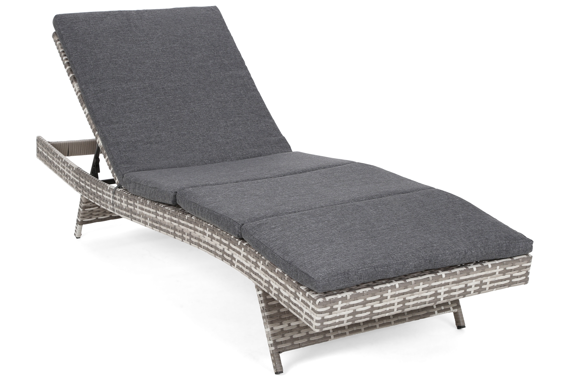 Zestaw leżanek ogrodowych Bora Bora Light Grey / Grey Melange ze stolikiem - jasnoszary - dwuosobowy Zestaw leżaków ogrodowych z technorattanu Bora Bora Light Grey / Grey Melange ze stolikiem