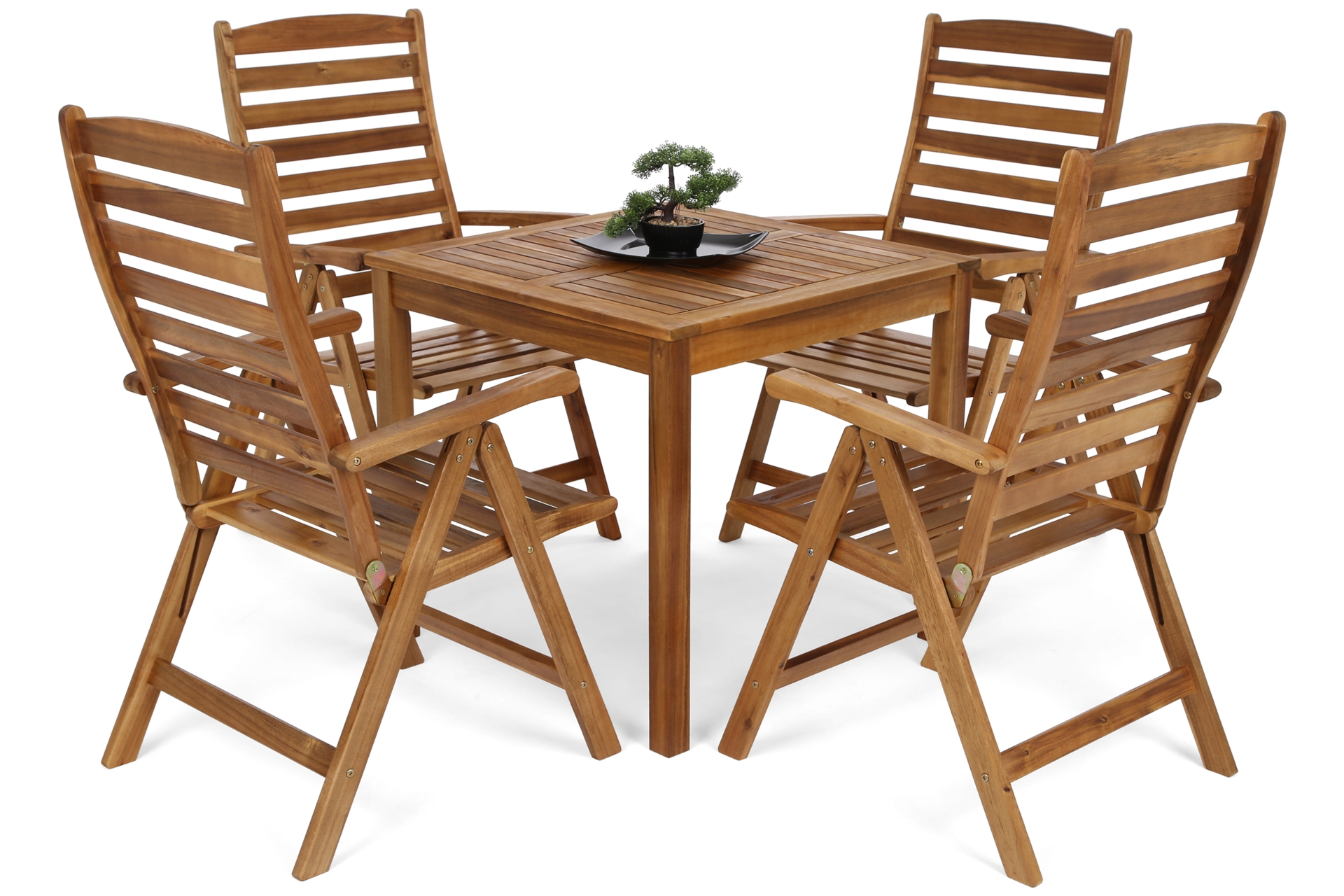 Meble ogrodowe drewniane Akacja Square 80 cm 4+1