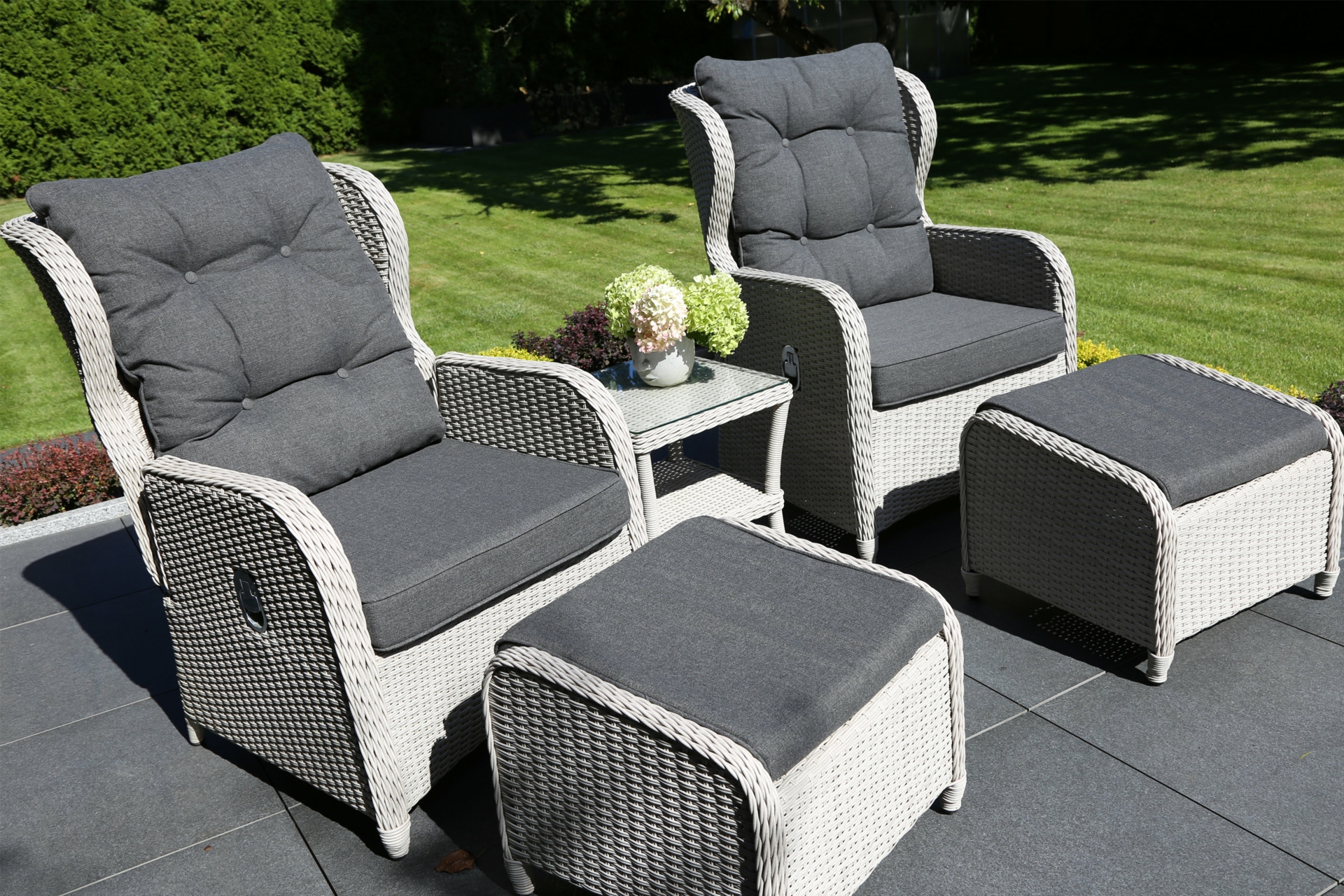 Meble ogrodowe technorattanowe Sofia White / Grey