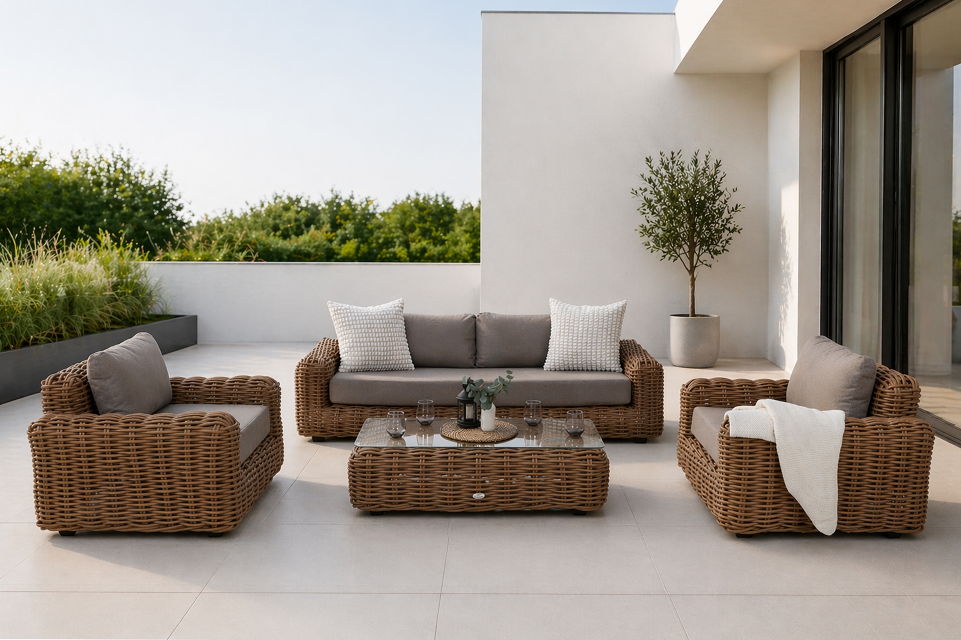 Meble ogrodowe technorattanowe Umbria Beige / Taupe Melange