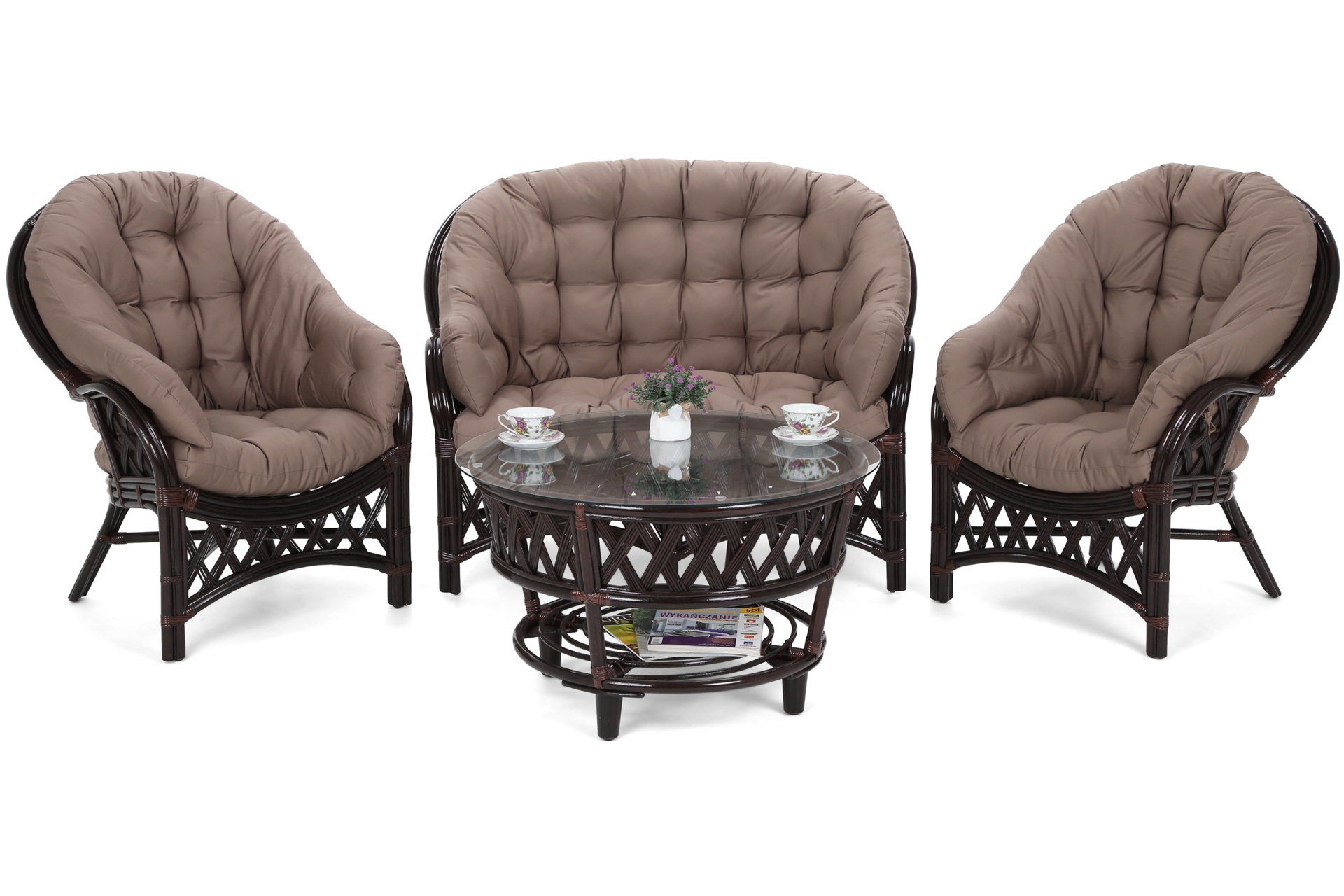 Meble ogrodowe rattanowe Diego Brown / Cappuccino 3+1