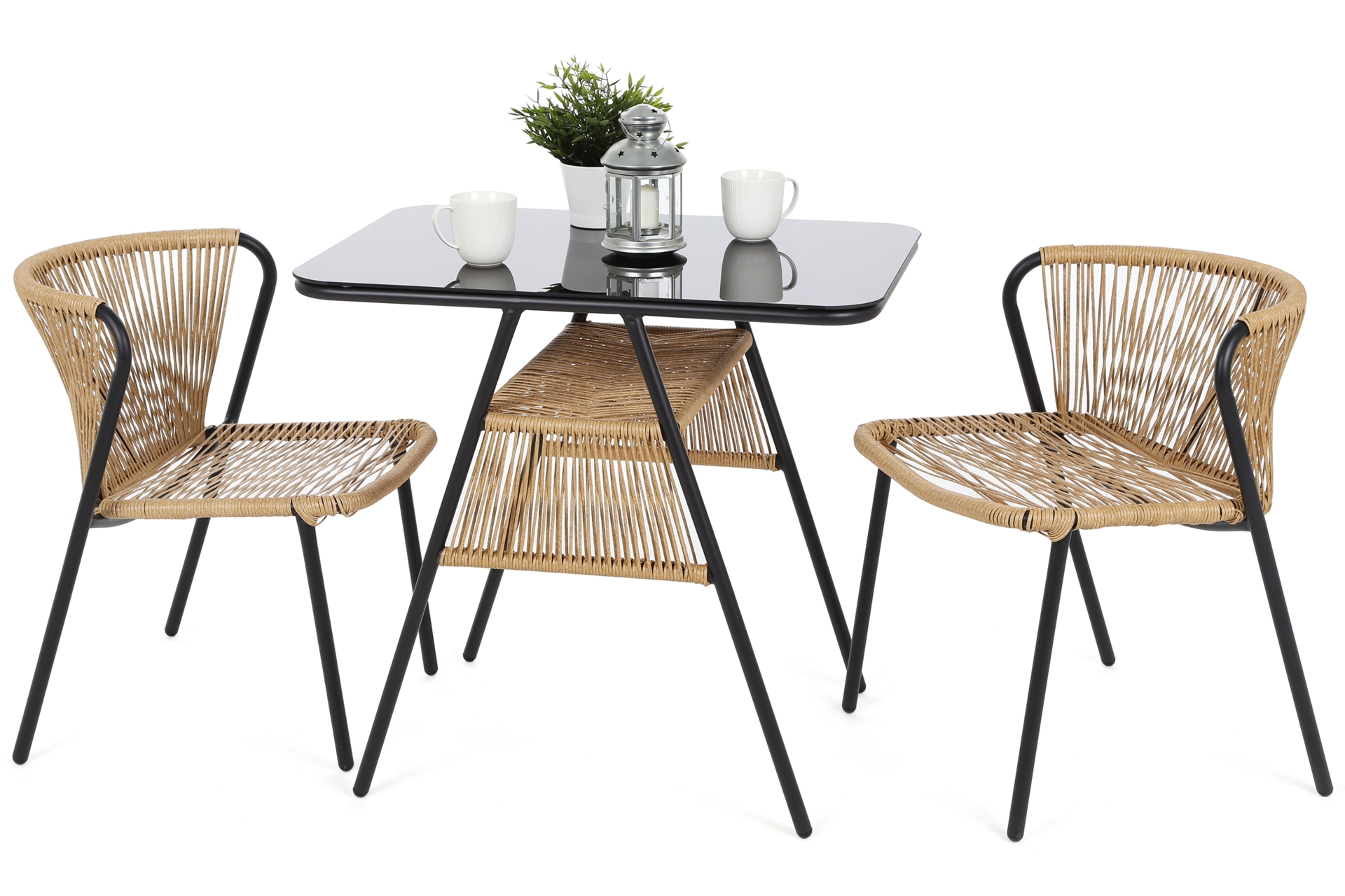 Meble balkonowe technorattanowe Fiuggi Black / Beige