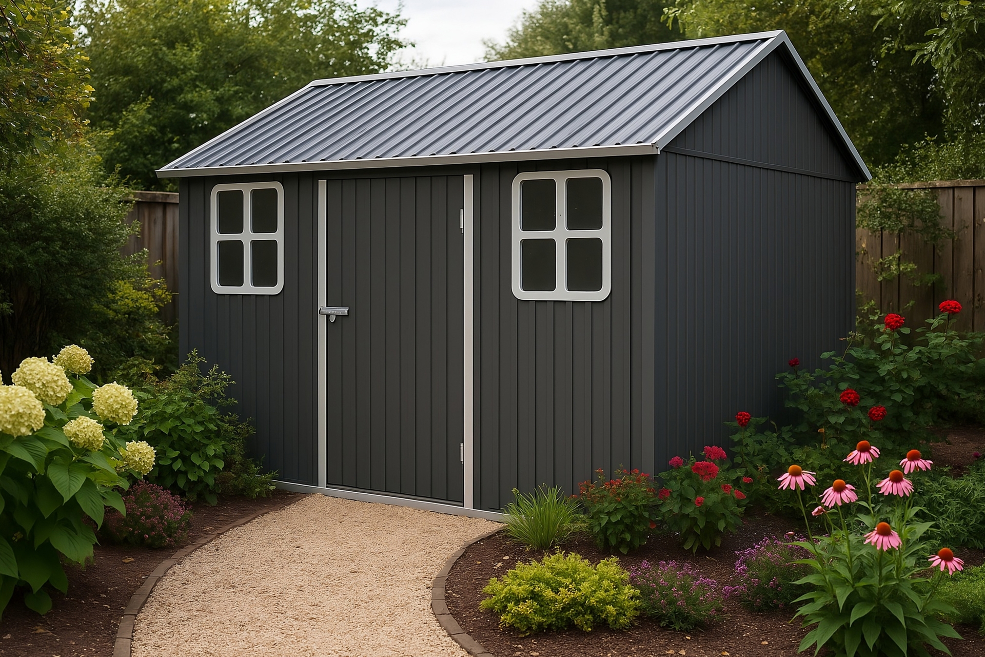 Domek narzędziowy metalowy Stavanger 360 x 313 cm Domek narzędziowy Stavanger 360 x 313 cm Grey