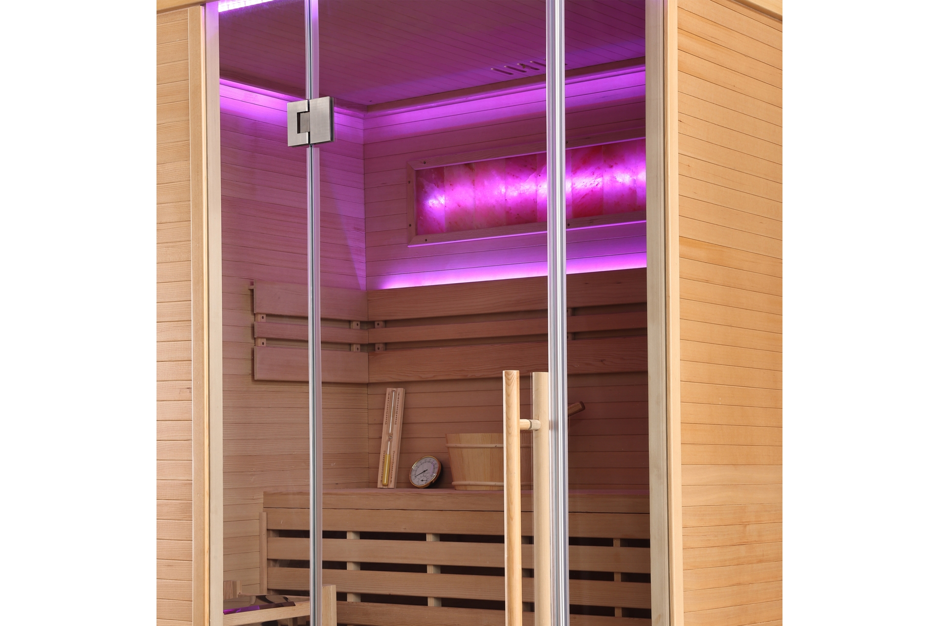 Sauna fińska narożna Nordum Pure One 3-osobowa naturalna