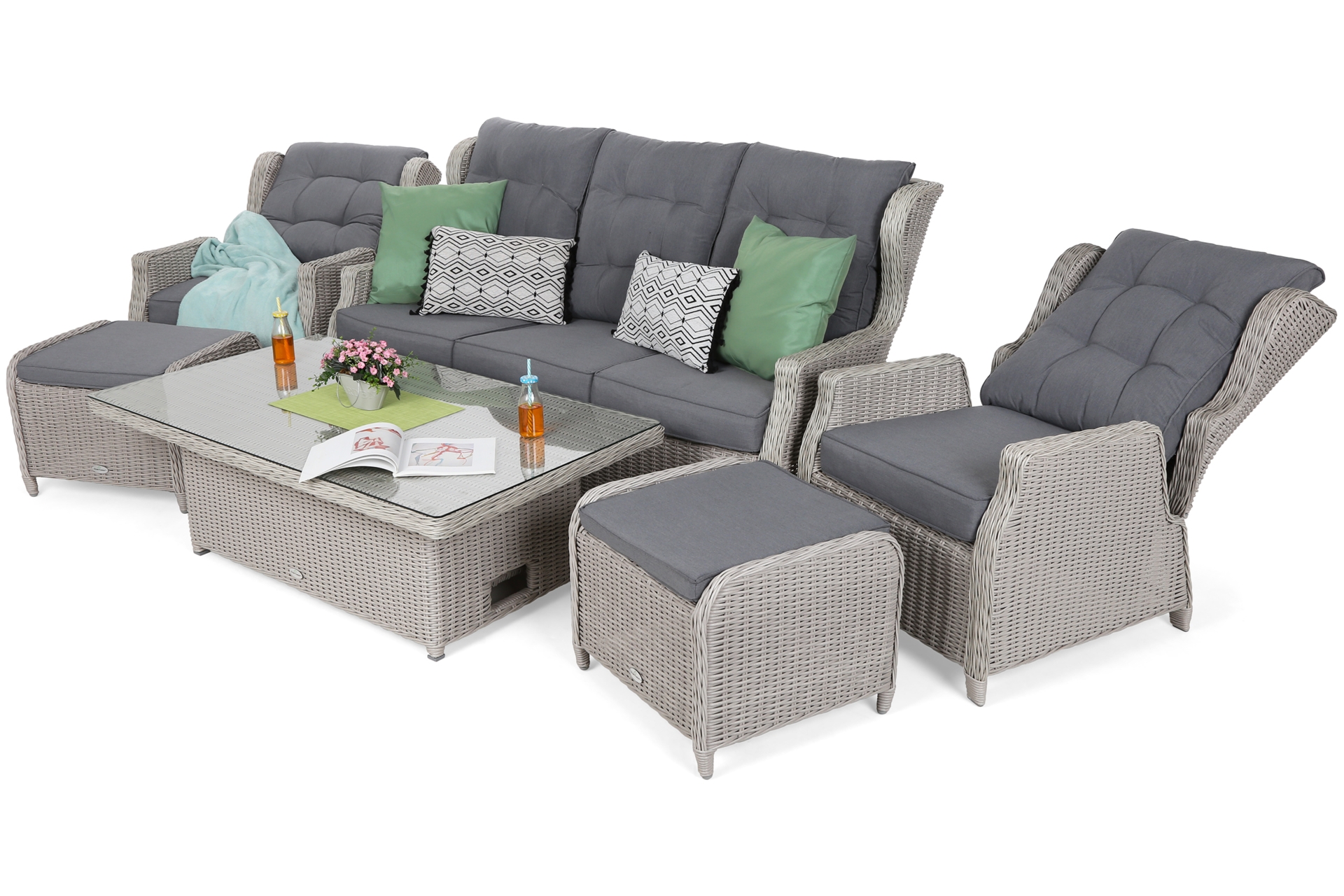 Meble ogrodowe technorattanowe Memfis White / Grey