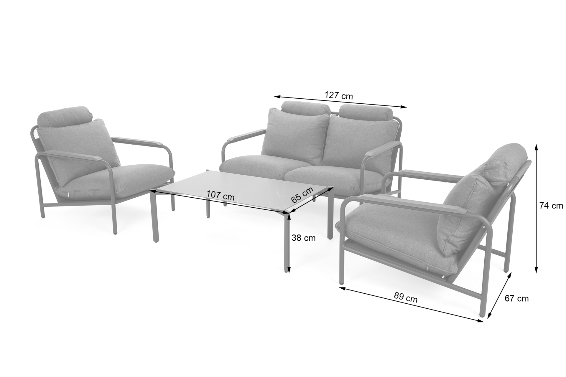 Meble ogrodowe aluminiowe Como Grey / Grey