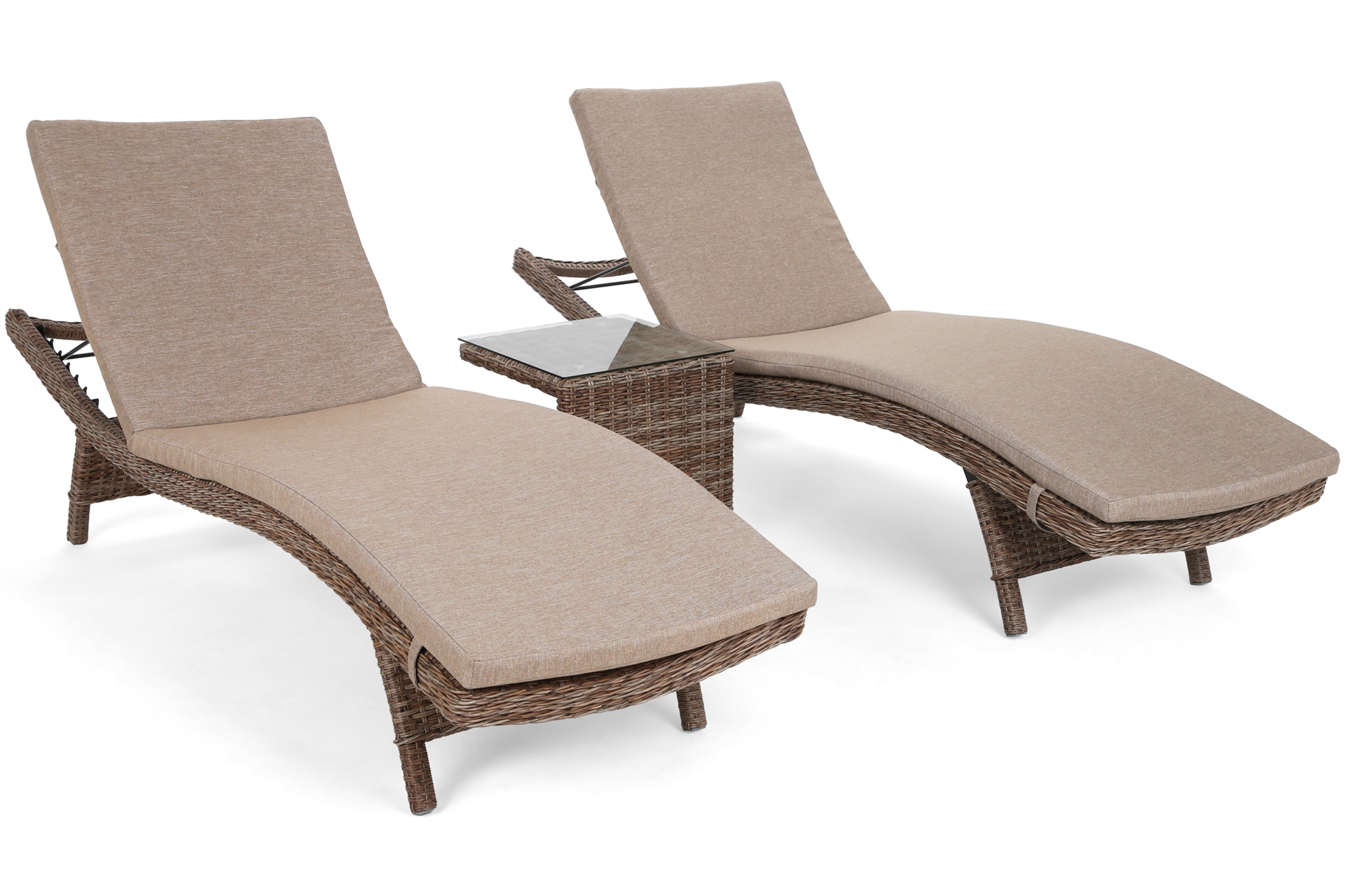 Zestaw leżaków ogrodowych z technorattanu Marbella Ginger / Brown Melange ze stolikiem