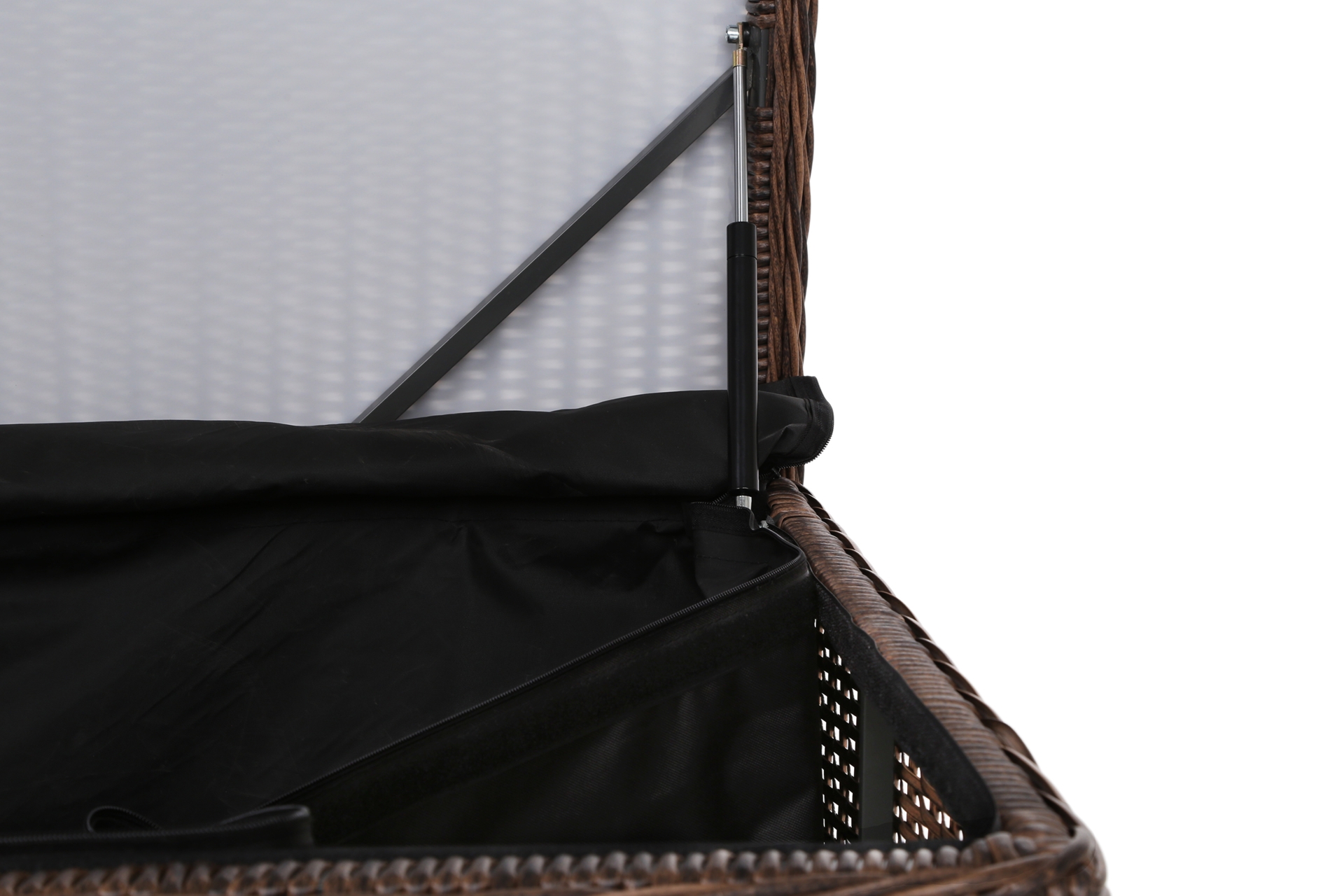 Skrzynia ogrodowa technorattanowa Lorca - brązowa - duża - meble ogrodowe Skrzynia ogrodowa Lorca Brown Mat