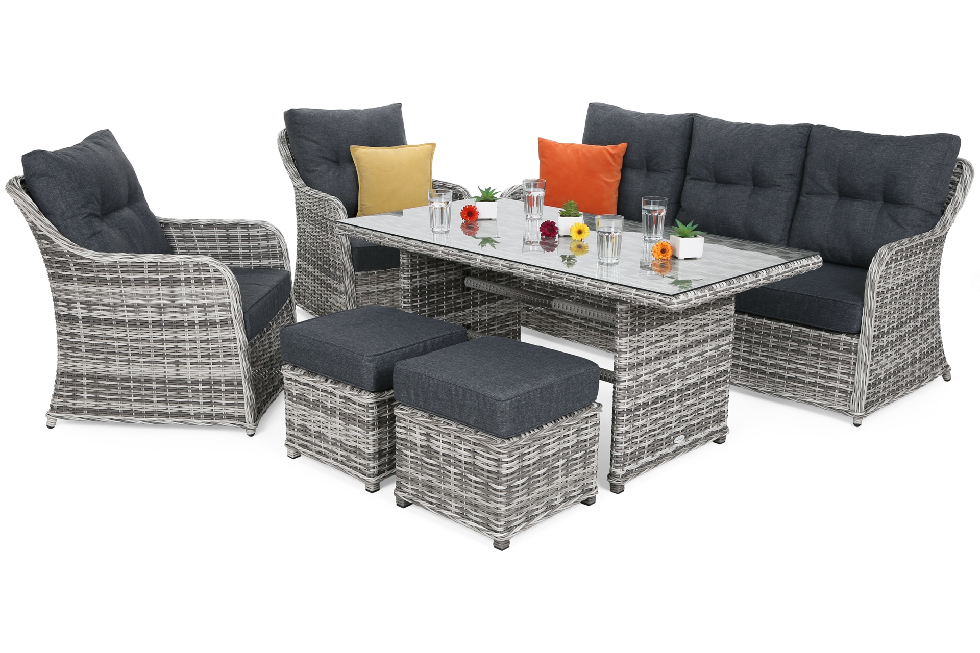 Meble ogrodowe technorattanowe Bergamo Light Grey / Grey Melange