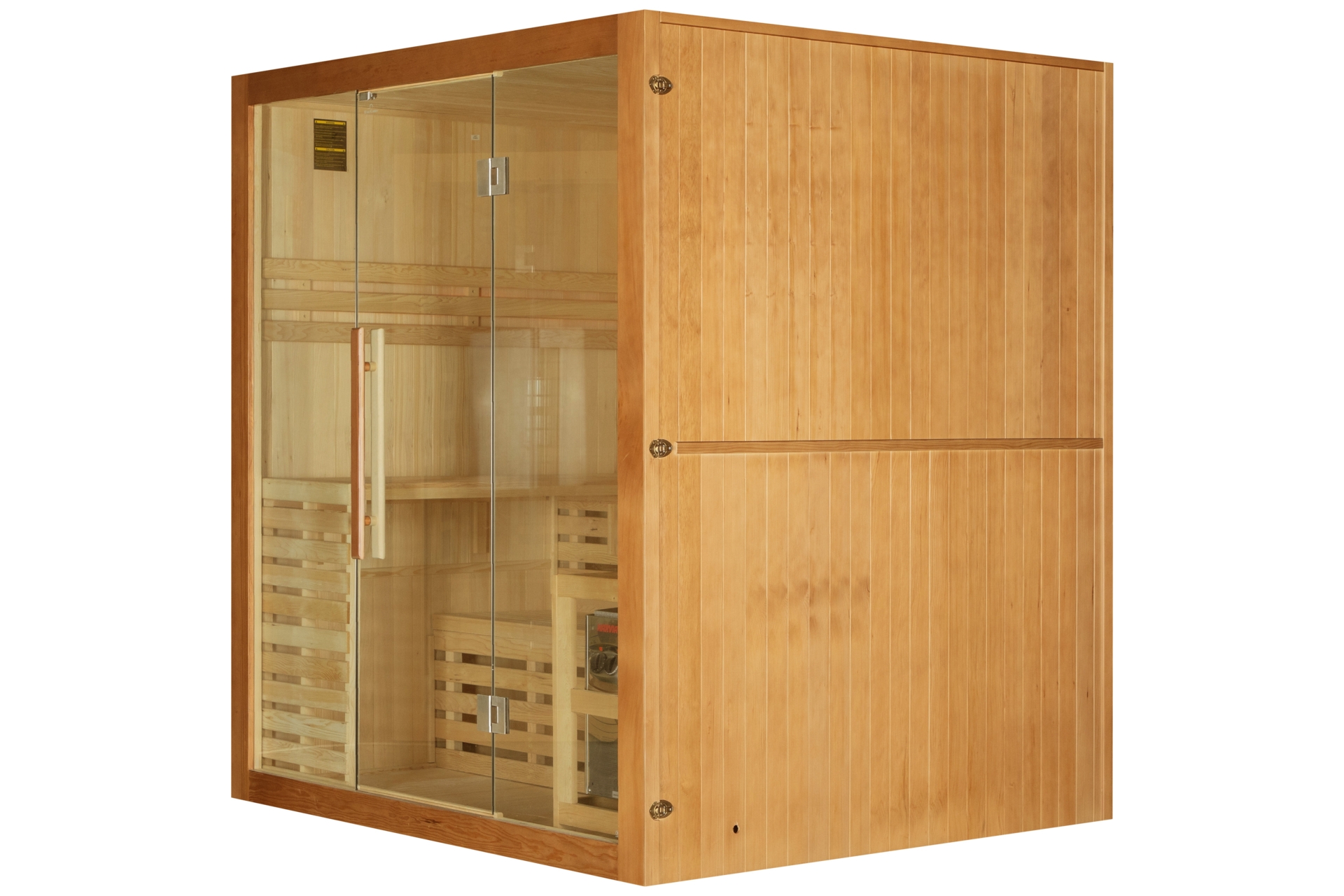 Sauna fińska Nordum Solea 4-osobowa brązowa - drewniana - z panelami solnymi Sauna fińska Nordum Solea 4-osobowa brązowa