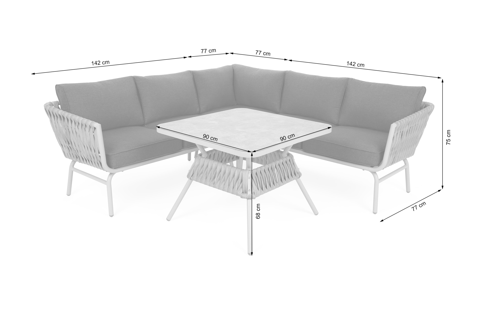 Narożnik ogrodowy technorattanowy Tasos Cream / Grey Melange