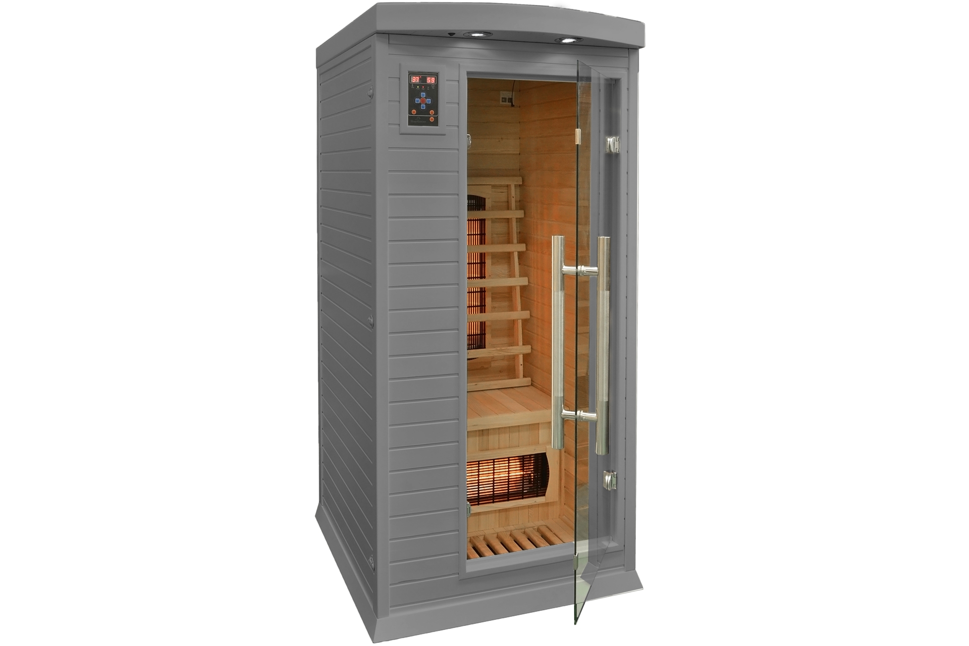 Sauna infrared DH1 Grey z koloroterapią - szara - dla 1 osoby Sauna infrared DH1 Grey z koloroterapią