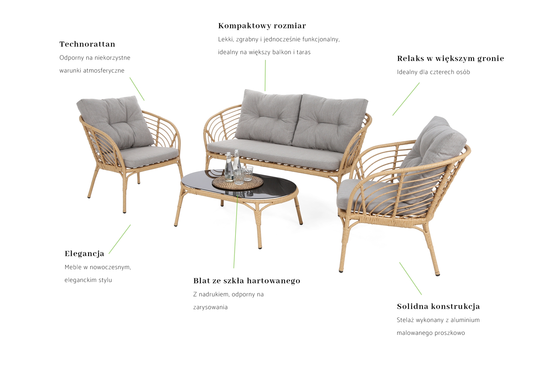 Meble ogrodowe technorattanowe Toskania Beige / Light Grey