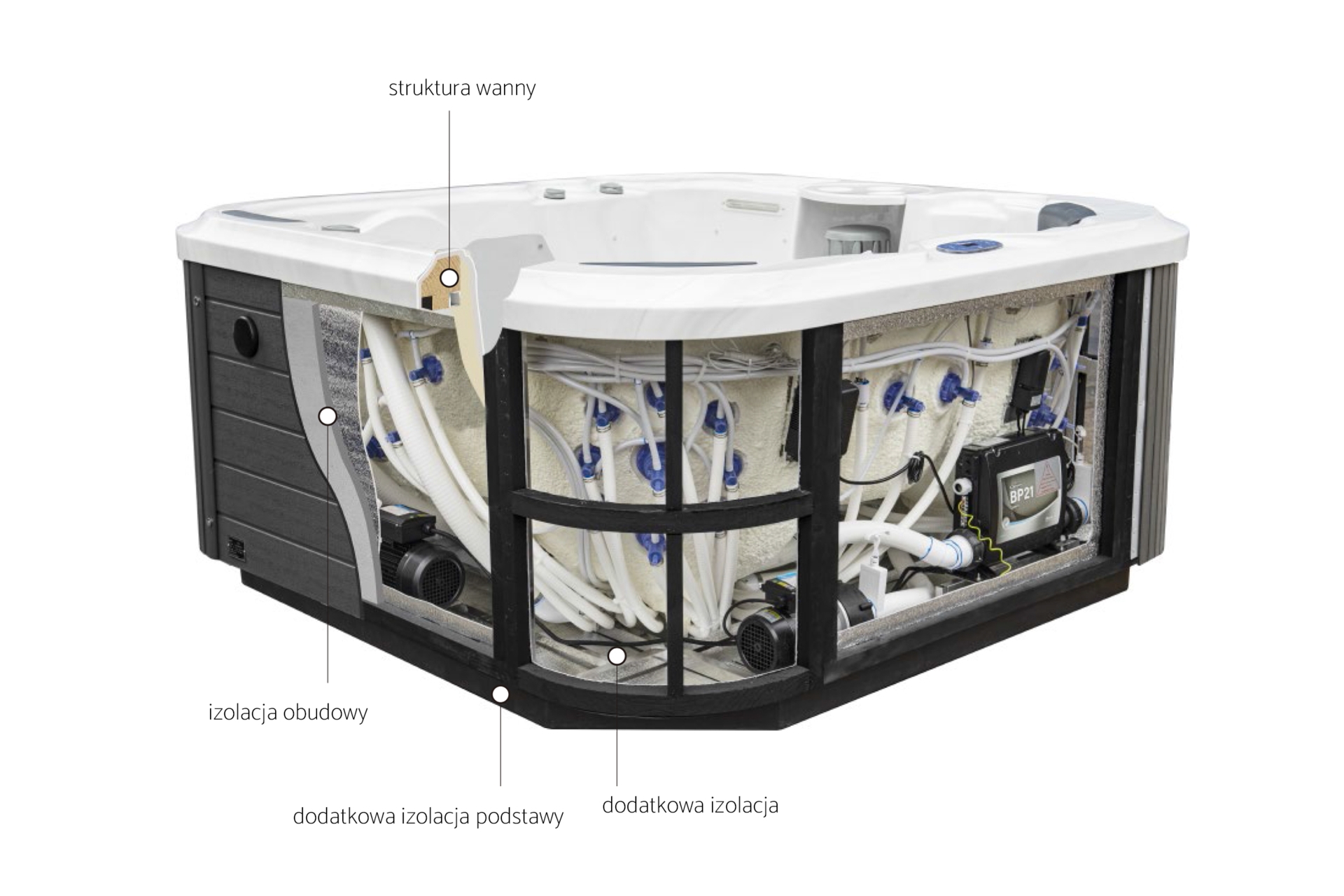 Wanna ogrodowa z hydromasażem Aquess Zenya 2001 4-osobowa