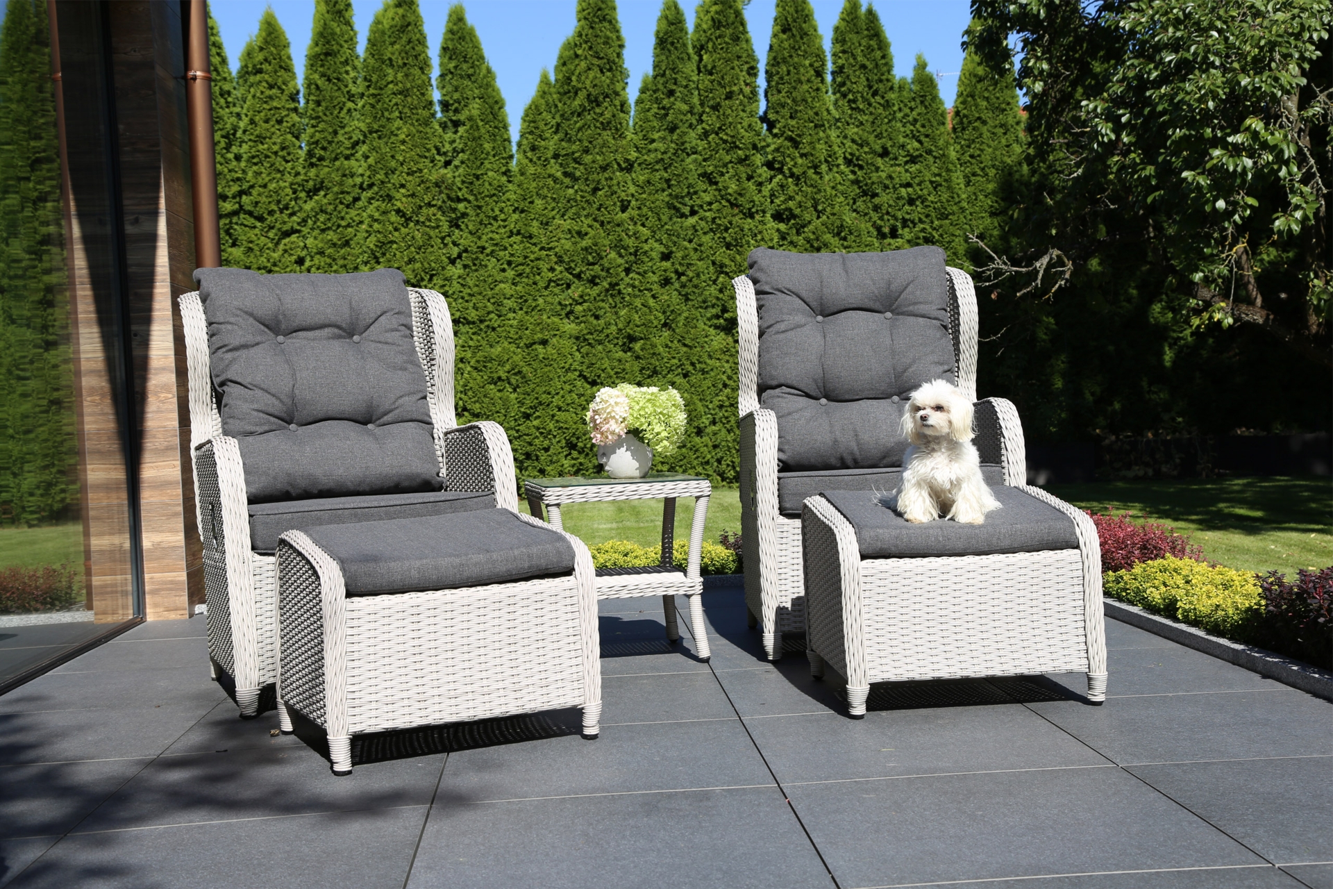 Meble ogrodowe technorattanowe Sofia White / Grey