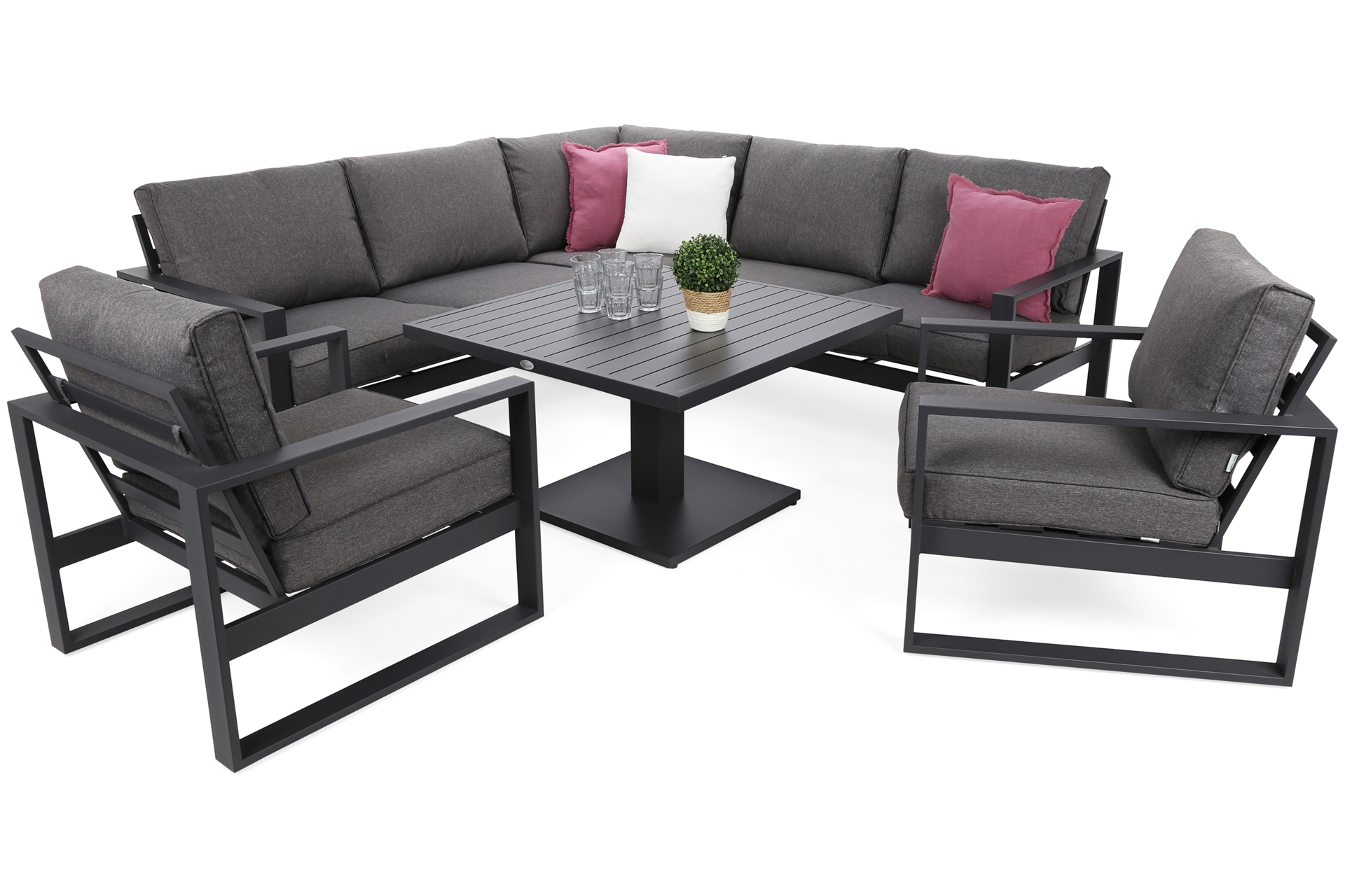 Narożne meble ogrodowe aluminiowe Sorrento Comfort Grey / Grey Melange