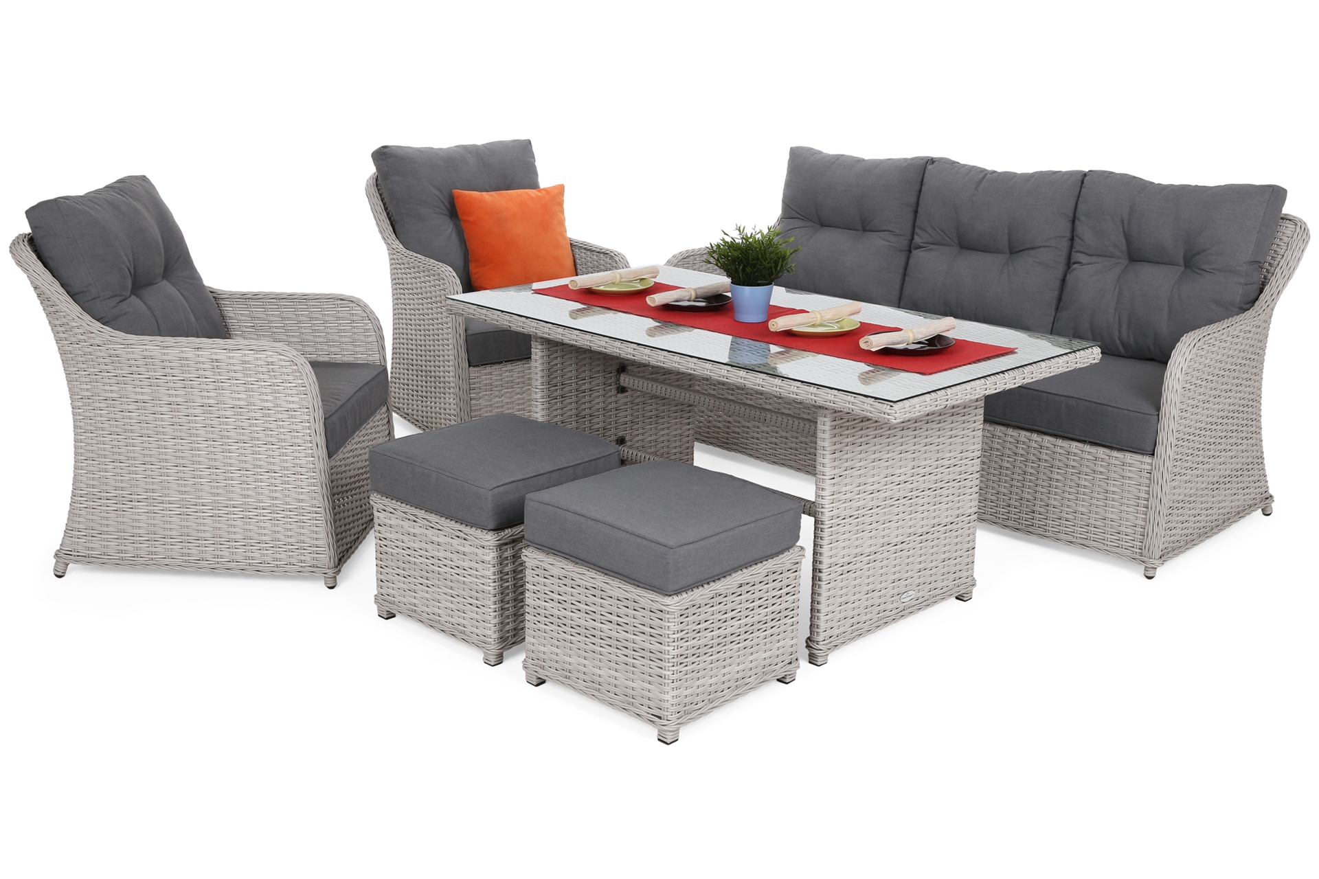 Meble ogrodowe technorattanowe Bergamo White / Grey