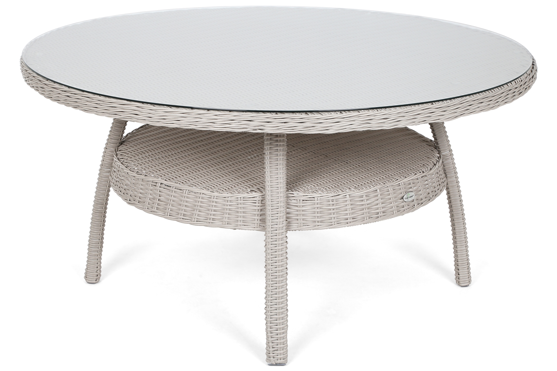 Meble ogrodowe technorattanowe Bristol Round Elegant 150 cm White / Grey - białe - dla 6 osób Meble ogrodowe technorattanowe Bristol Round Elegant 150 cm White / Grey 6+1