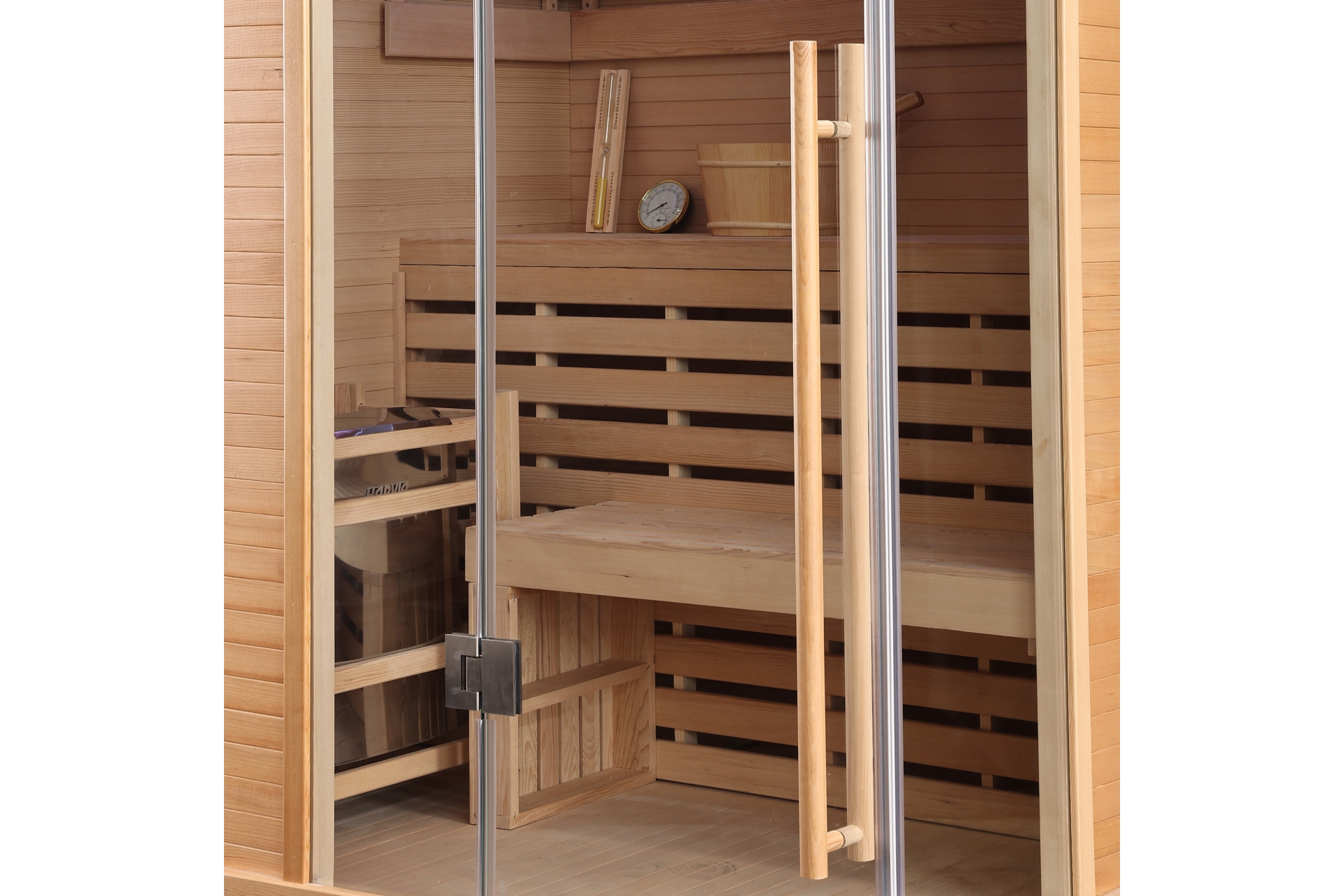 Sauna fińska narożna Nordum Pure One 3-osobowa naturalna