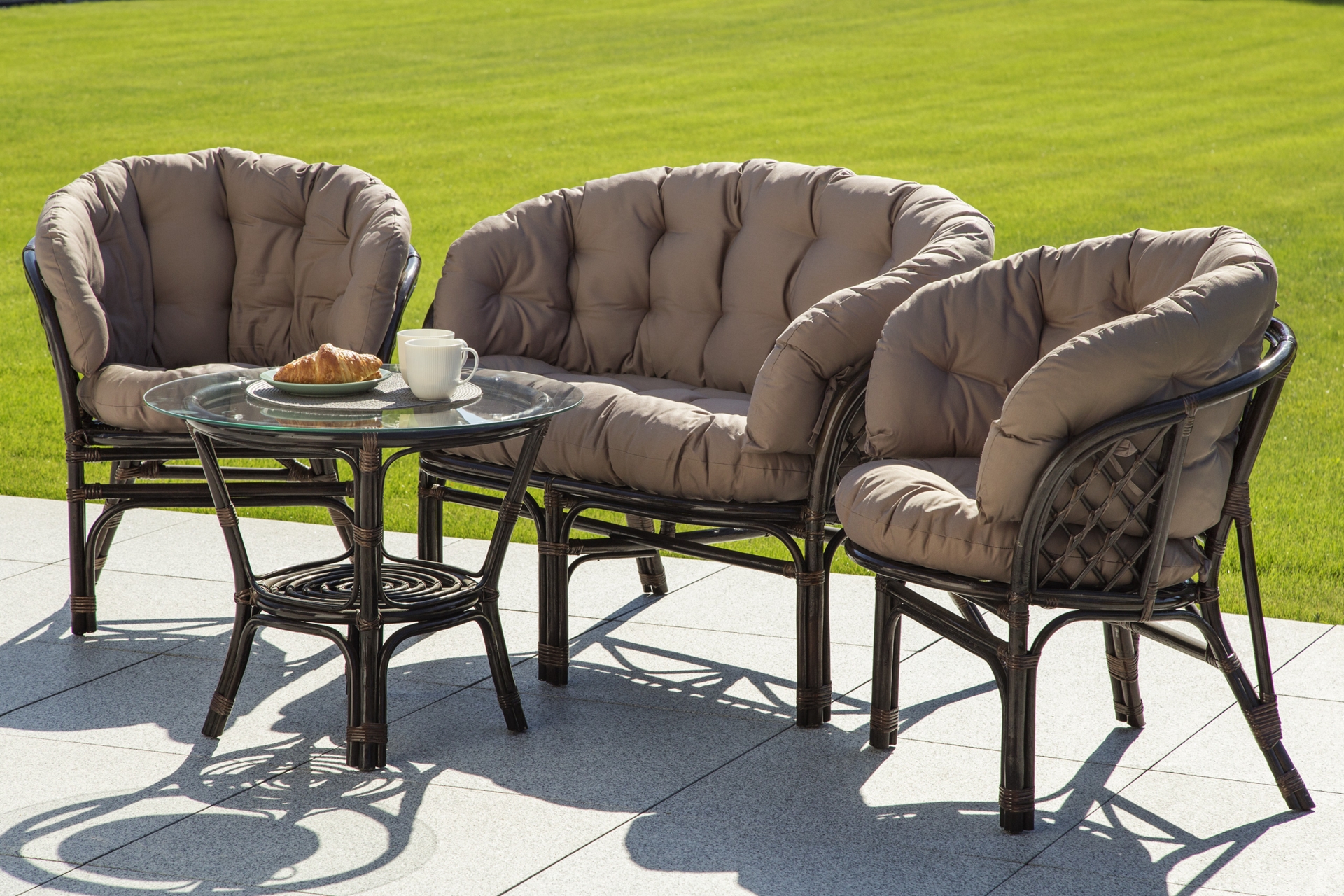 Meble ogrodowe rattanowe Bahama Orange / Latte 3+1 - dla 4 osób - naturalny materiał Meble ogrodowe rattanowe Bahama Orange / Latte 3+1