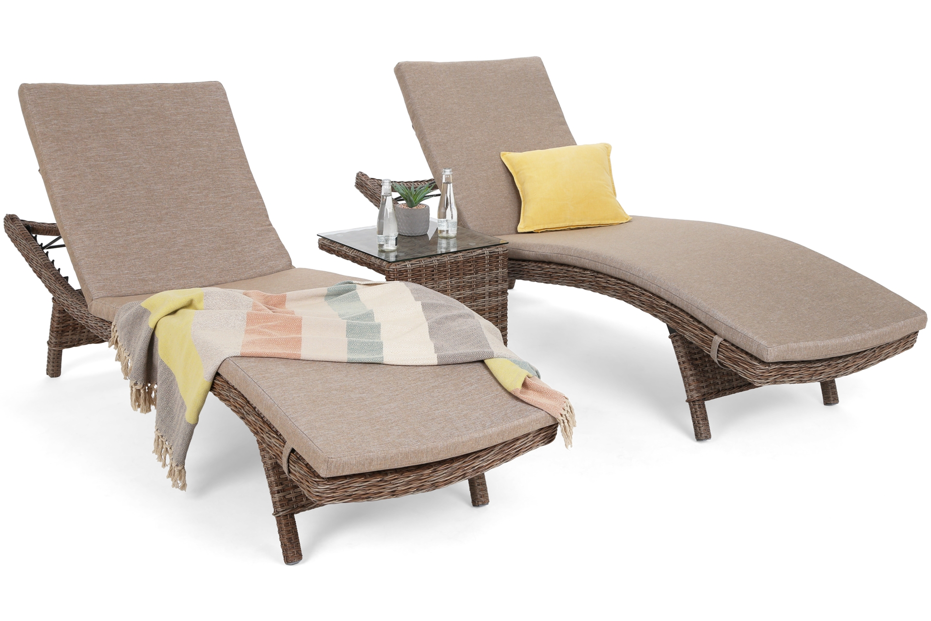 Zestaw leżaków ogrodowych z technorattanu Marbella Ginger / Brown Melange ze stolikiem