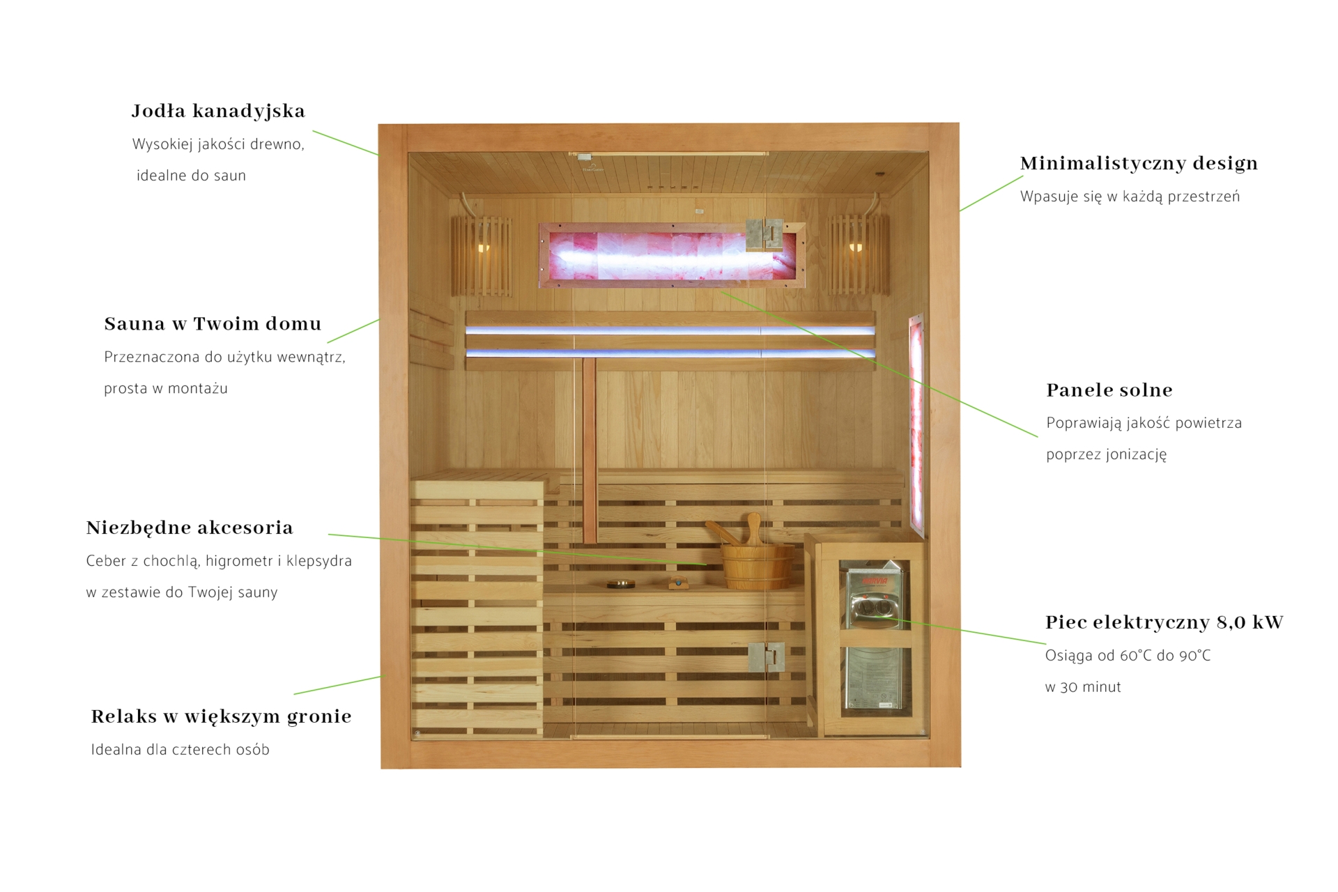 Sauna fińska Nordum Solea 4-osobowa brązowa - drewniana - z panelami solnymi Sauna fińska Nordum Solea 4-osobowa brązowa