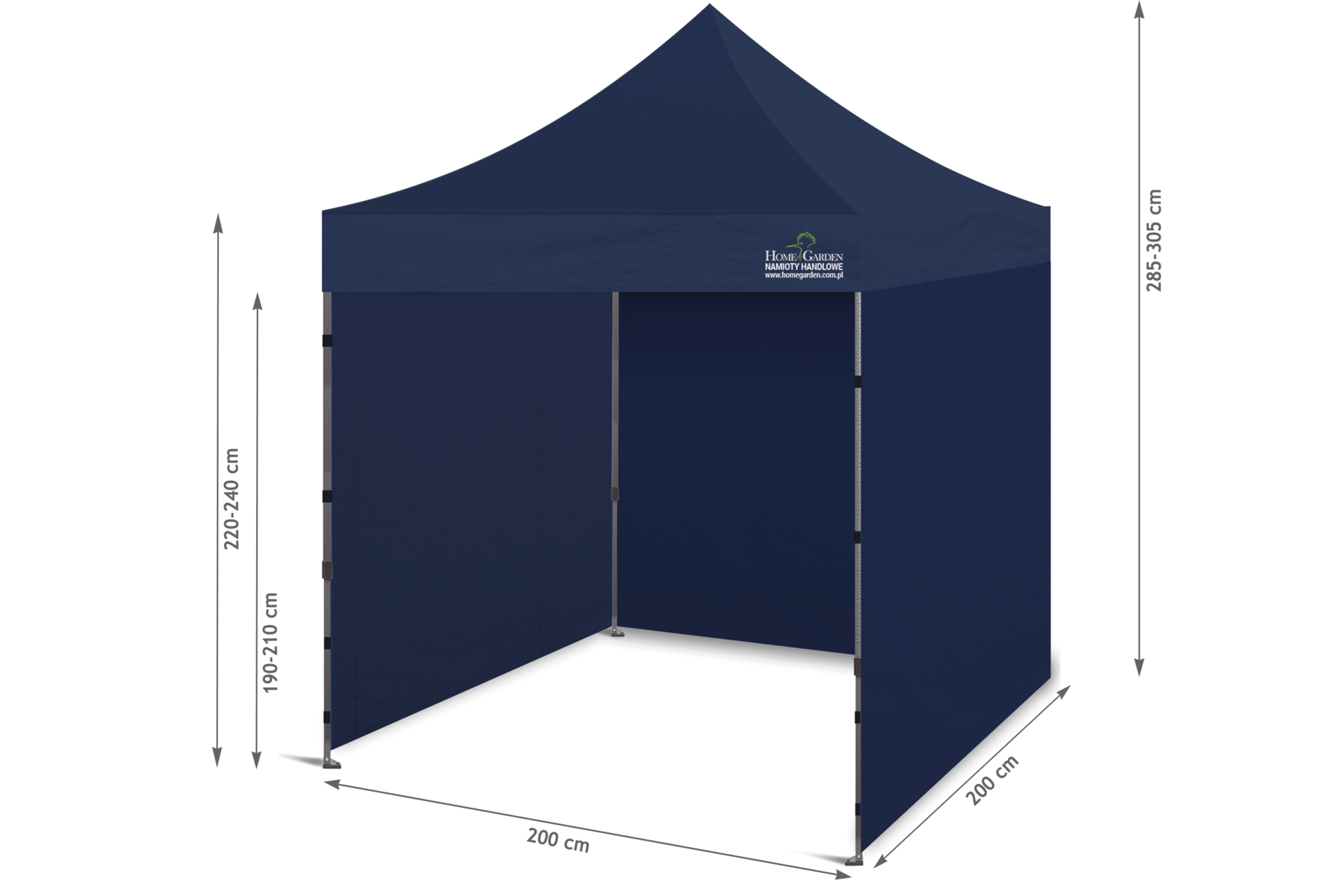 Namiot handlowy 200 x 200 cm granatowy