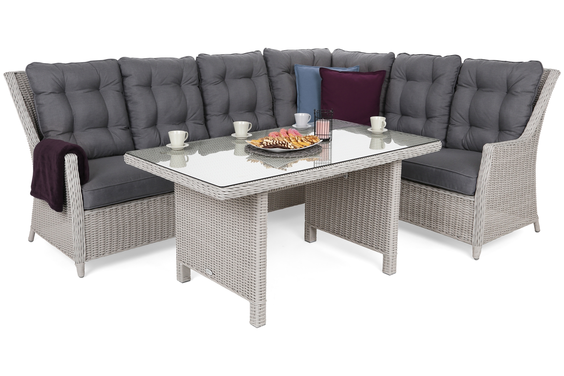 Narożnik technorattanowy prawy Alicante White / Grey