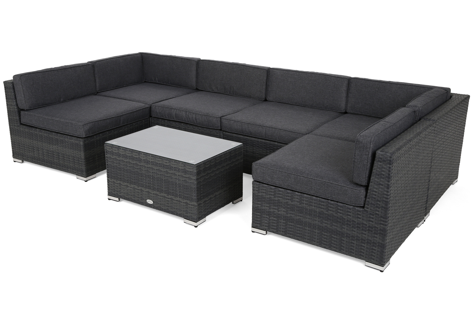 Narożnik modułowy z technorattanu Kansas Maxi Grey / Grey Melange - szary - dla 6 osób Narożnik modułowy z technorattanu Kansas Maxi Grey / Grey Melange