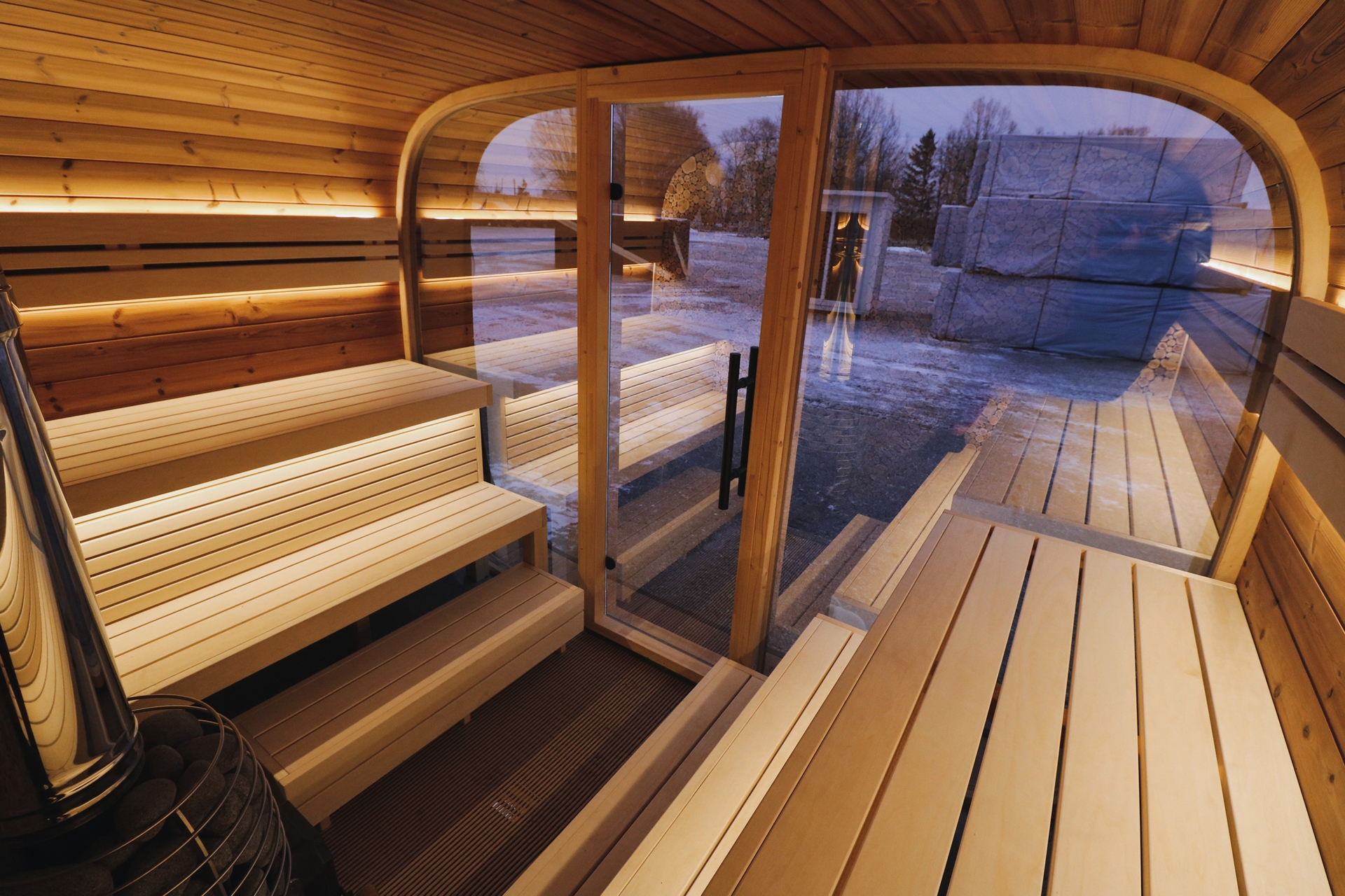 Sauna fińska zewnętrzna Leil® Saunas Round Cube Single 2.0 6-osobowa