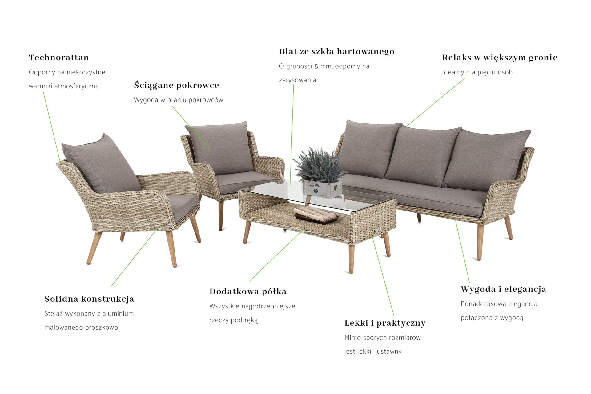 Meble ogrodowe technorattanowe Almeria Beige / Beige Melange