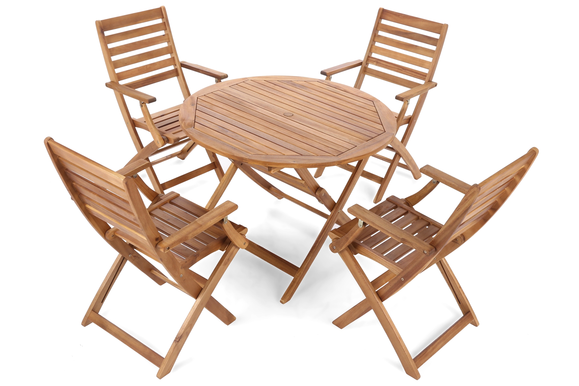 Meble ogrodowe drewniane Akacja Round Cross 4+1