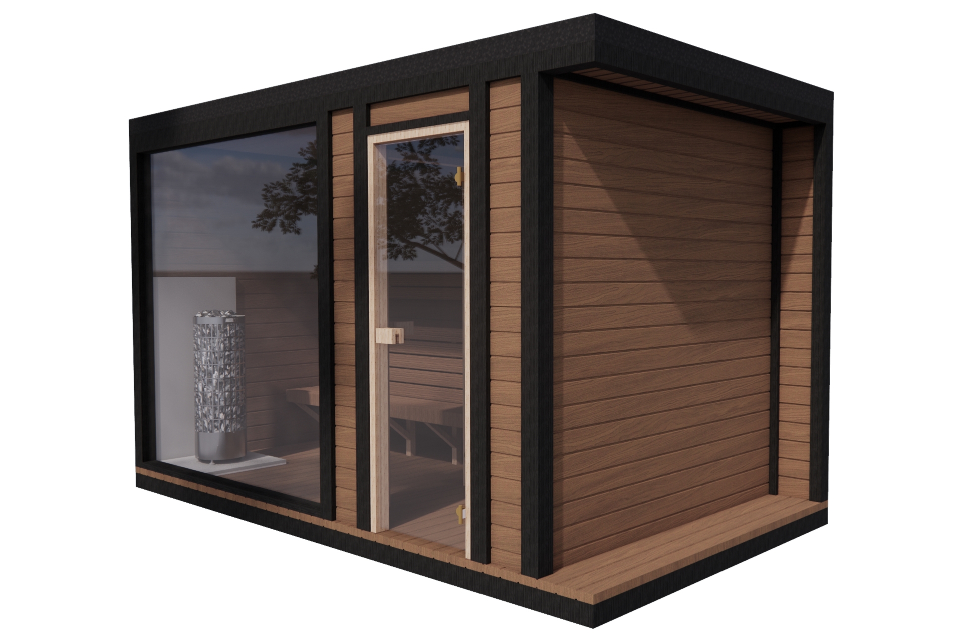 Sauna fińska zewnętrzna TerModula z mini szatnią 373 x 210 cm