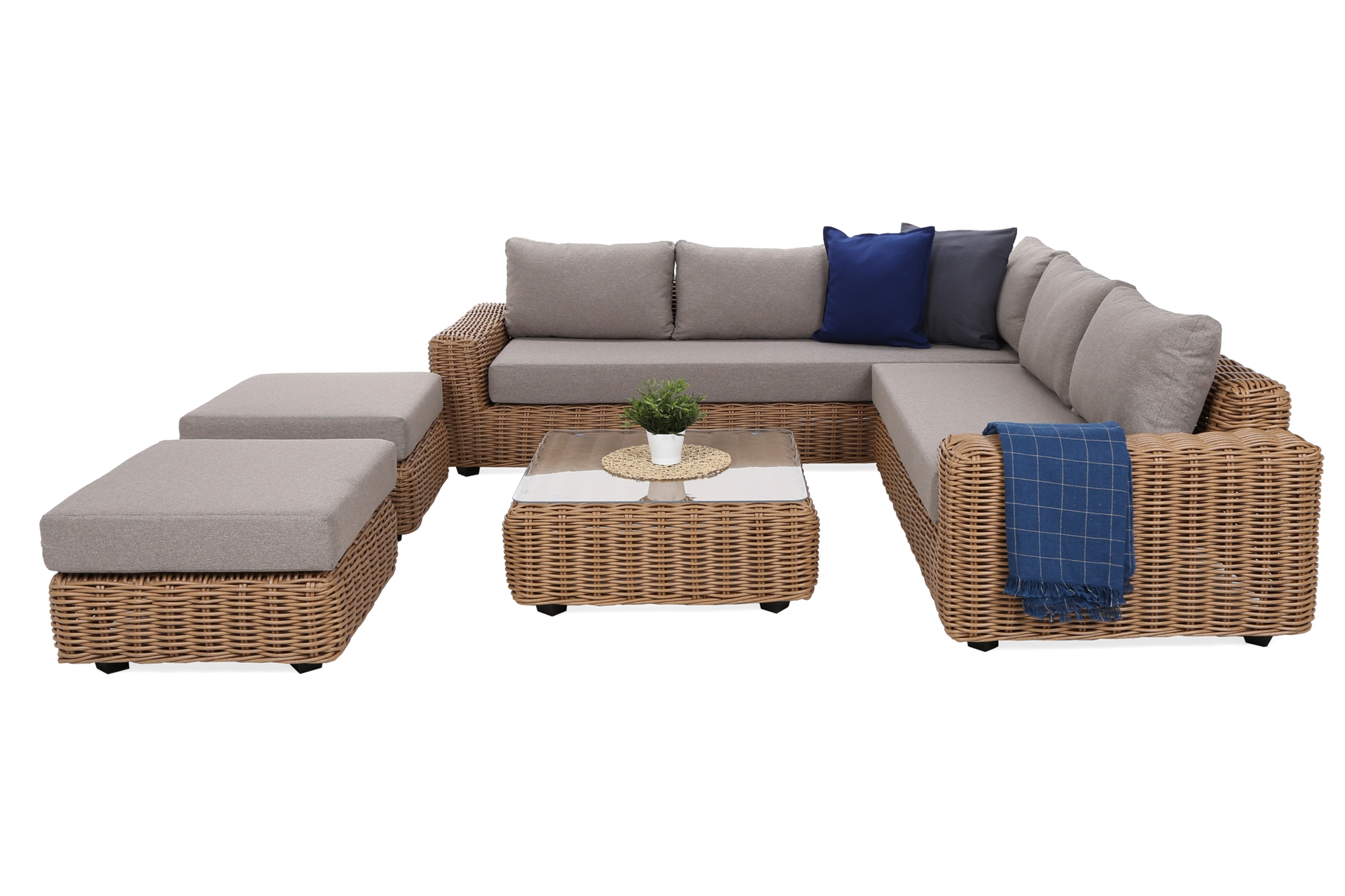 Narożne meble ogrodowe technorattanowe Umbria Beige / Taupe Melange