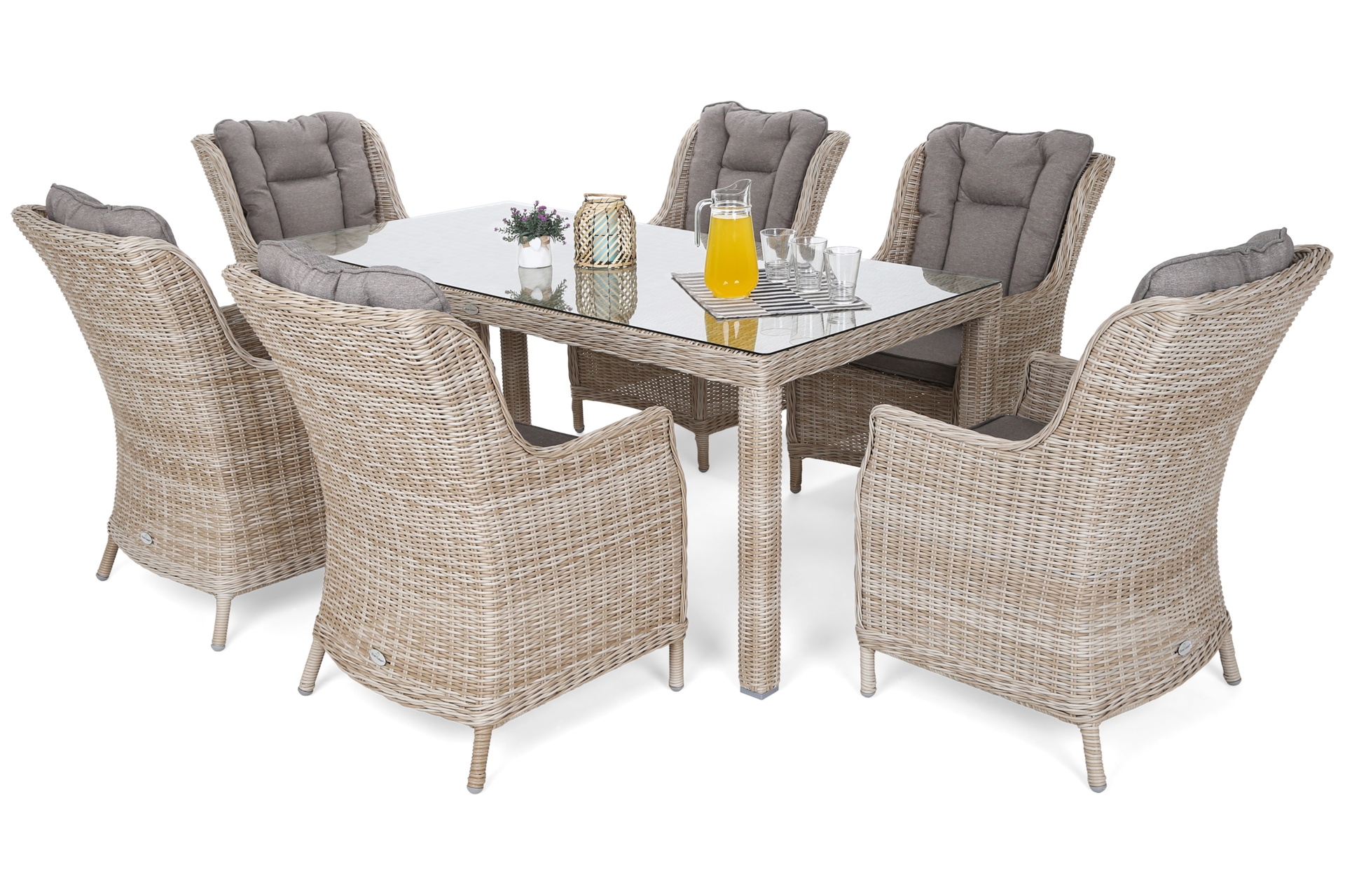 Meble ogrodowe technorattanowe Bristol 180 cm Beige / Beige Melange 6+1