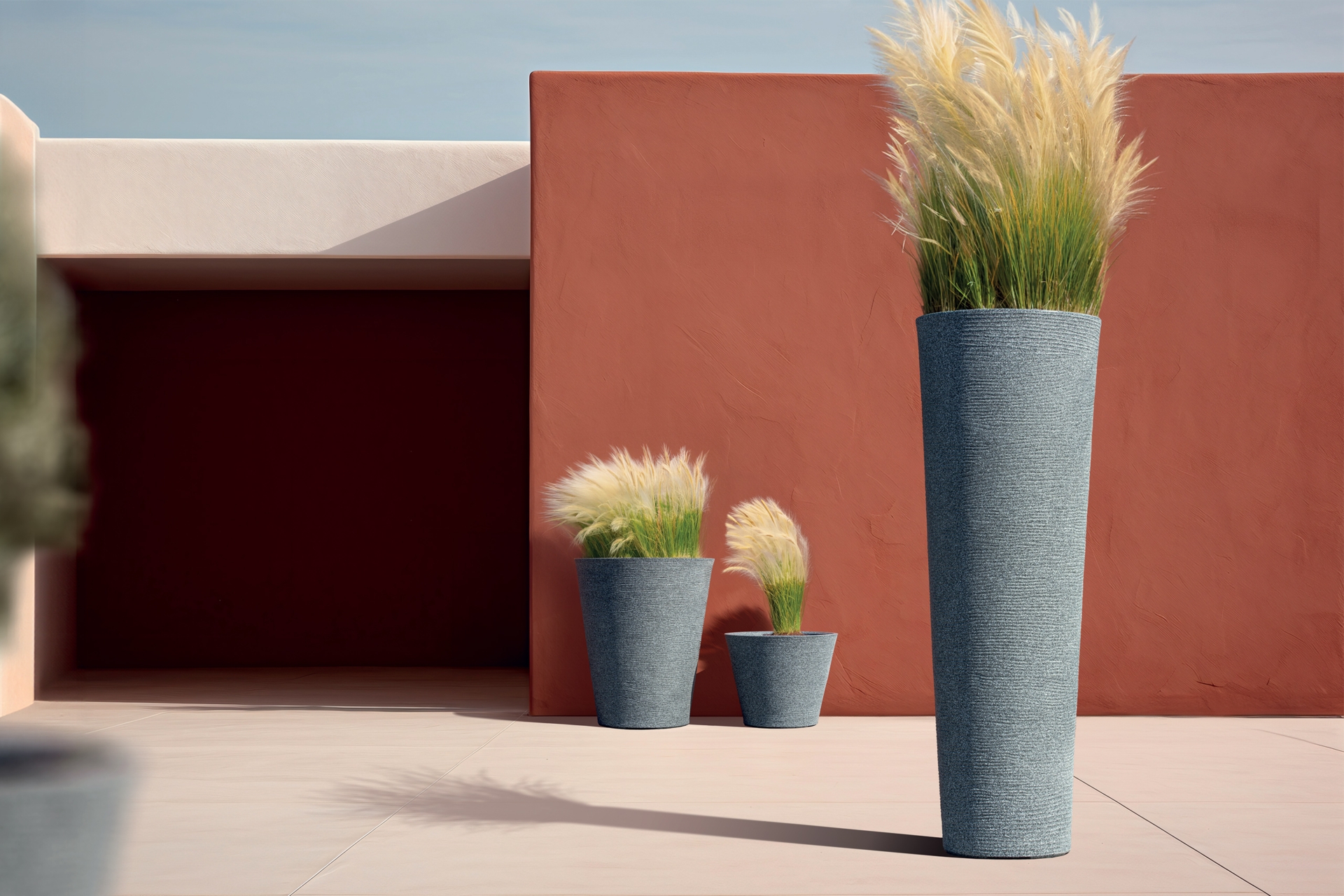 Donica ogrodowa Tubra Round Slim Black Granite 31 l