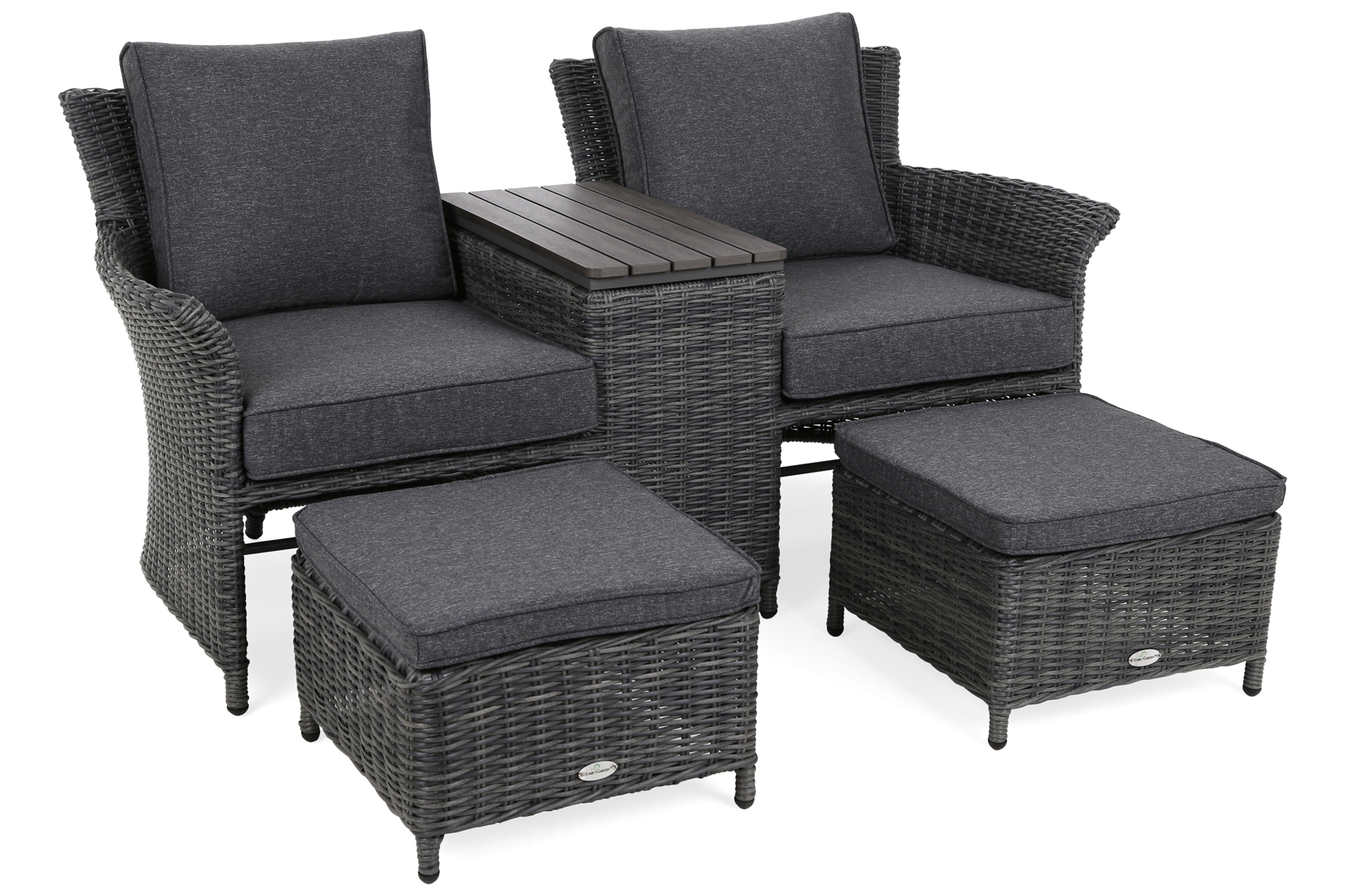 Sofa ogrodowa Milos Plus Grey / Grey Melange - dla 2 osób - z podnóżkami Sofa ogrodowa Milos Plus Grey / Grey Melange