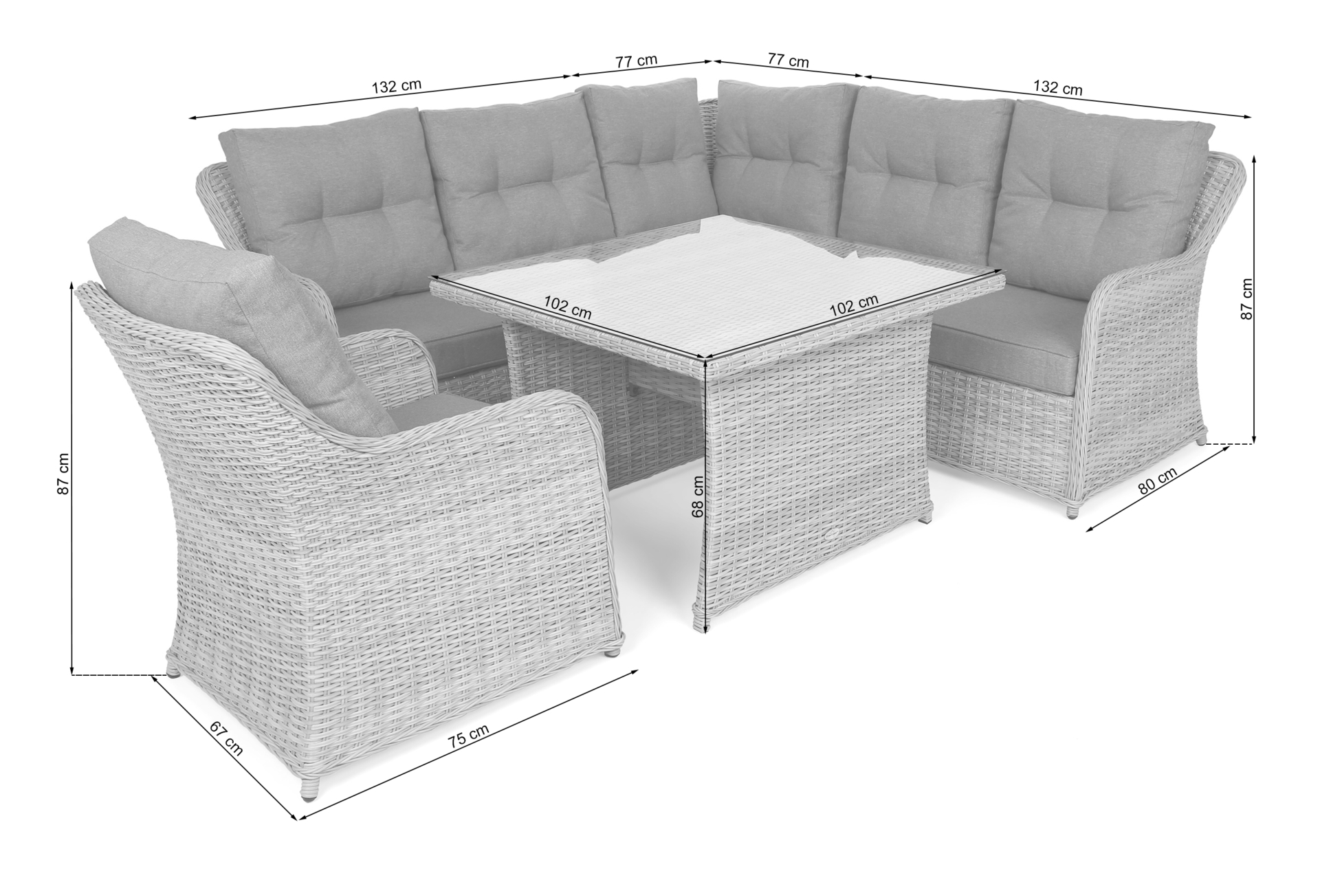 Narożny zestaw mebli ogrodowych Bergamo Brown Mat / Brown Melange