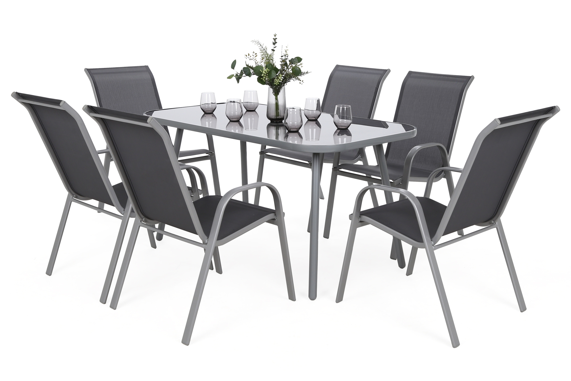 Meble ogrodowe Casablanca 145 cm Silver + Sevilla Silver / Grey 6+1 