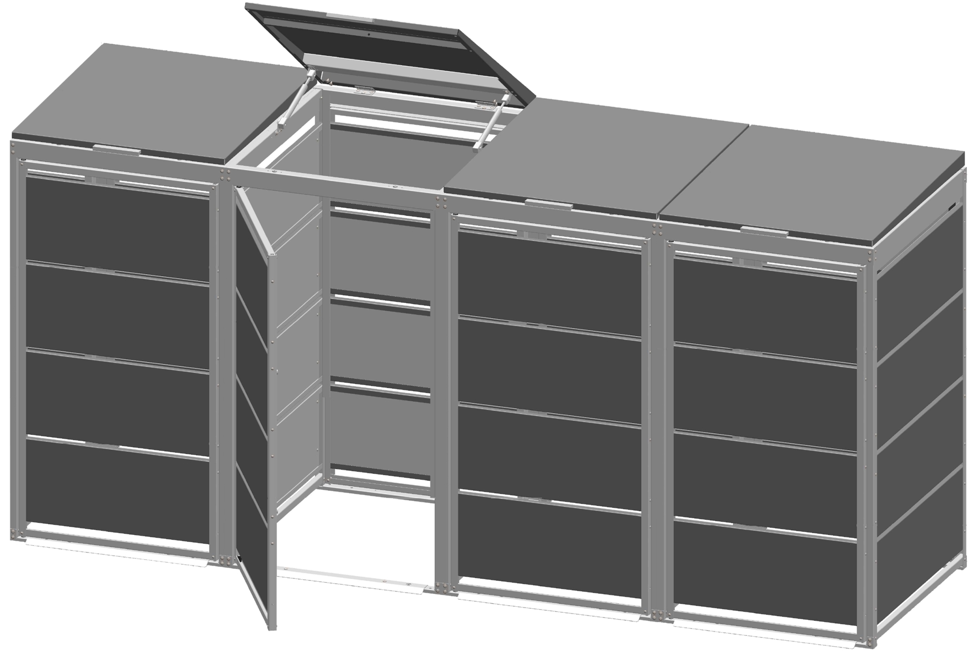 Zabudowa kosza śmietnikowego TOP BOX Premium 4 x 240 l - antracytowy - 4 moduły Zabudowa kosza śmietnikowego TOP BOX Premium 4 x 240 l