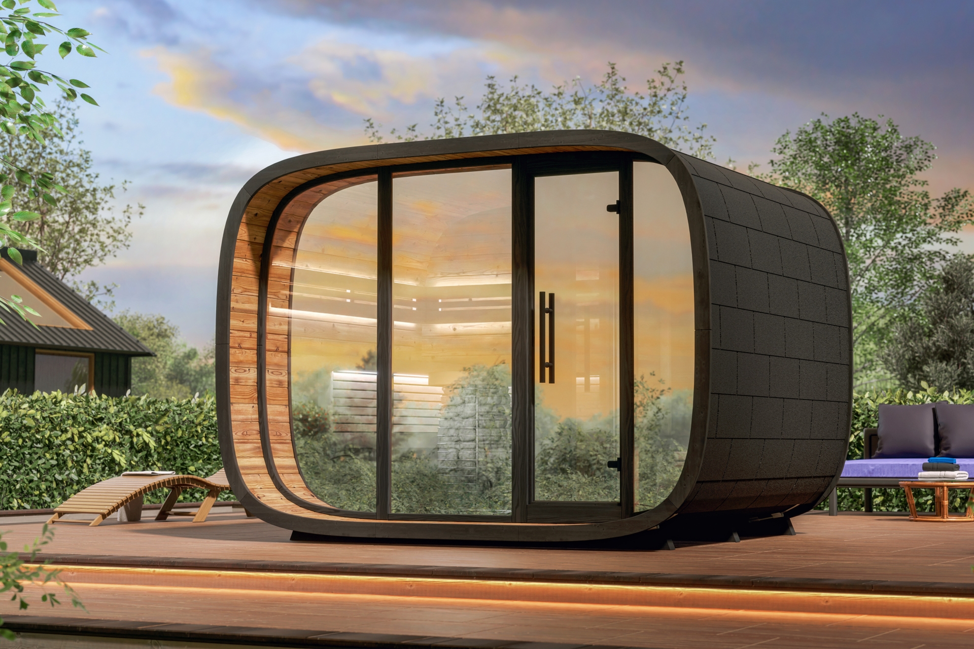 Sauna fińska zewnętrzna Leil® Saunas Round Cube Double 2.6 6-osobowa