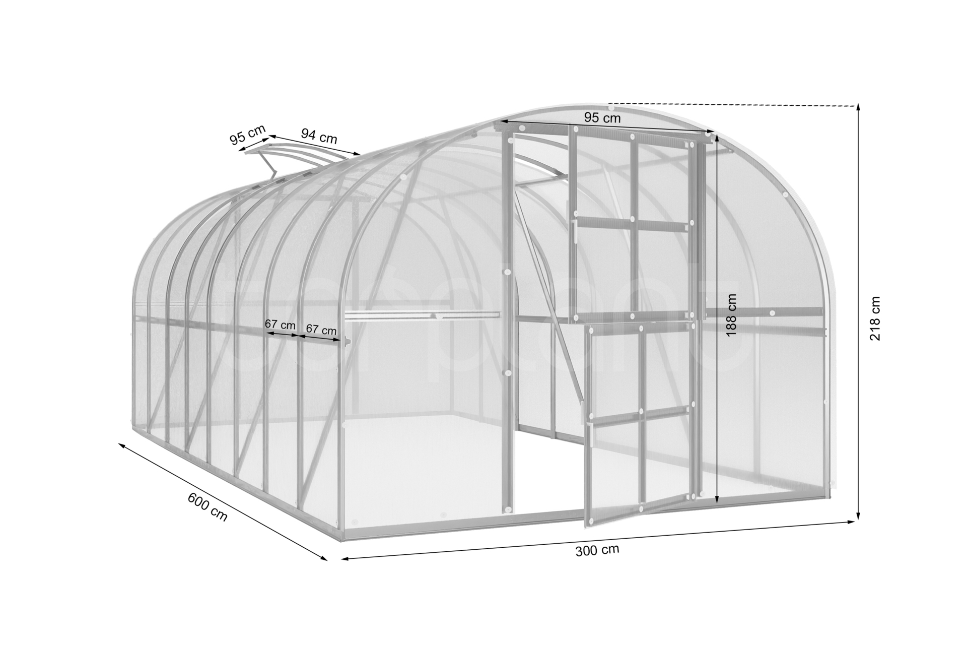 Szklarnia ogrodowa z poliwęglanu Terplant Comfort Plus 3x6 m