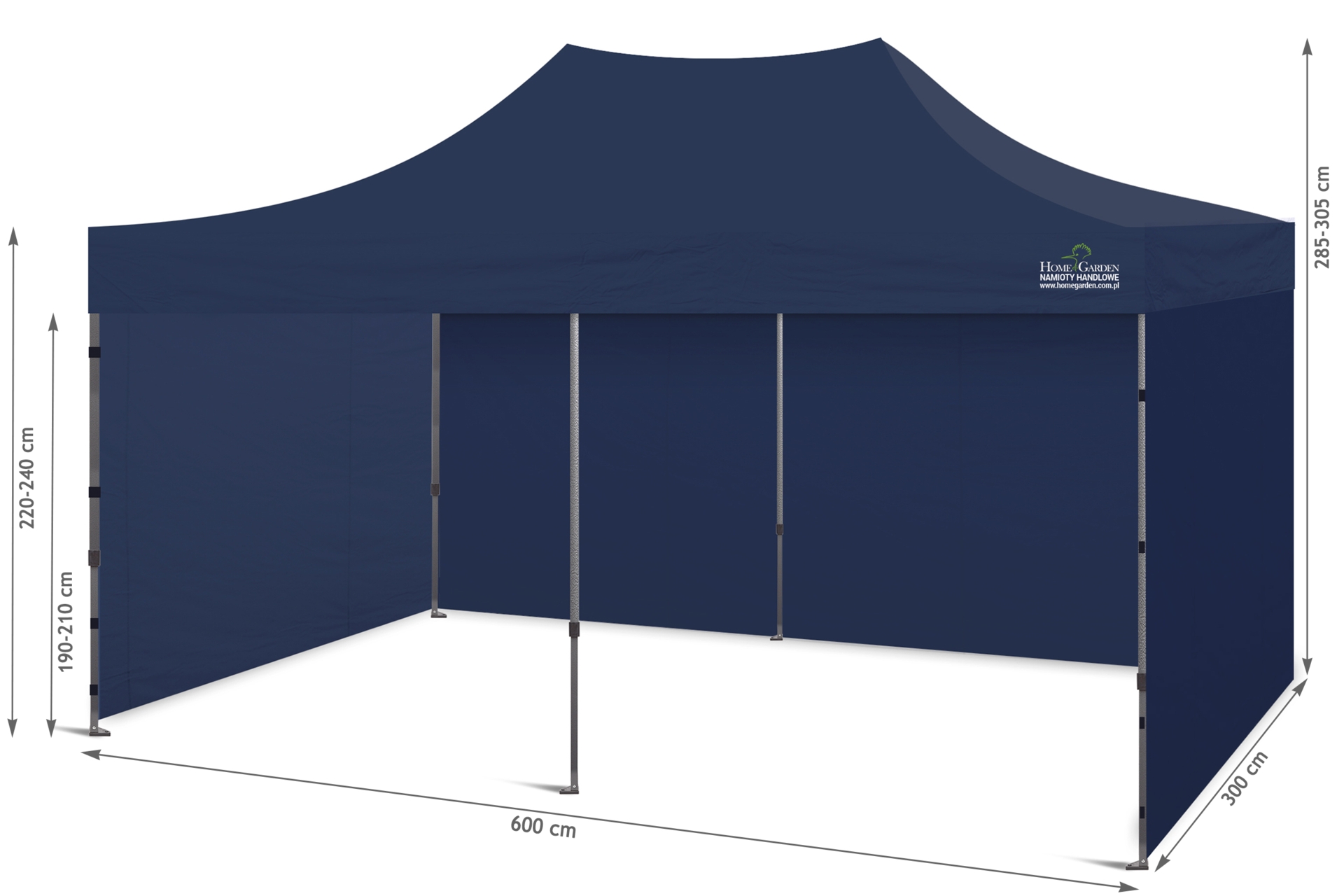 Namiot handlowy, wystawowy, cateringowy o pow. 18 m2 - fioletowy Namiot handlowy 600 x 300 cm granatowy