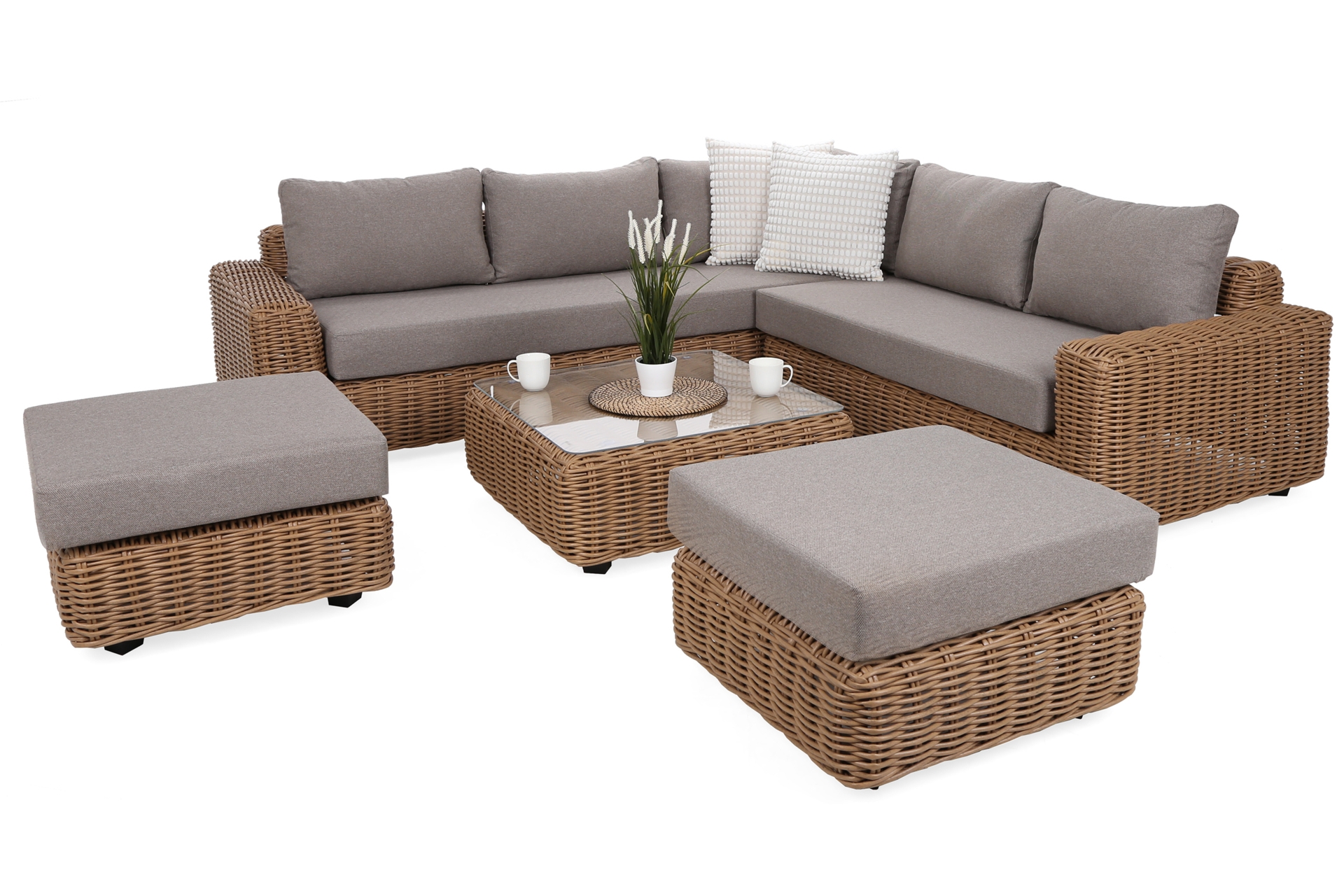 Narożne meble ogrodowe technorattanowe Umbria Beige / Taupe Melange