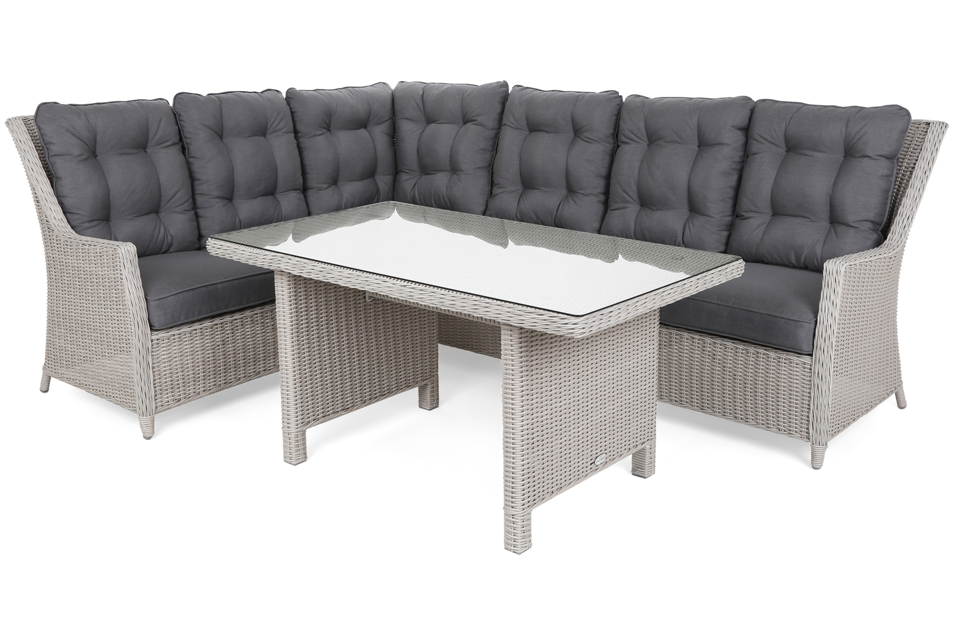 Narożnik ogrodowy technorattanowy lewy Alicante - biały - dla 6 osób Narożnik technorattanowy lewy Alicante White / Grey