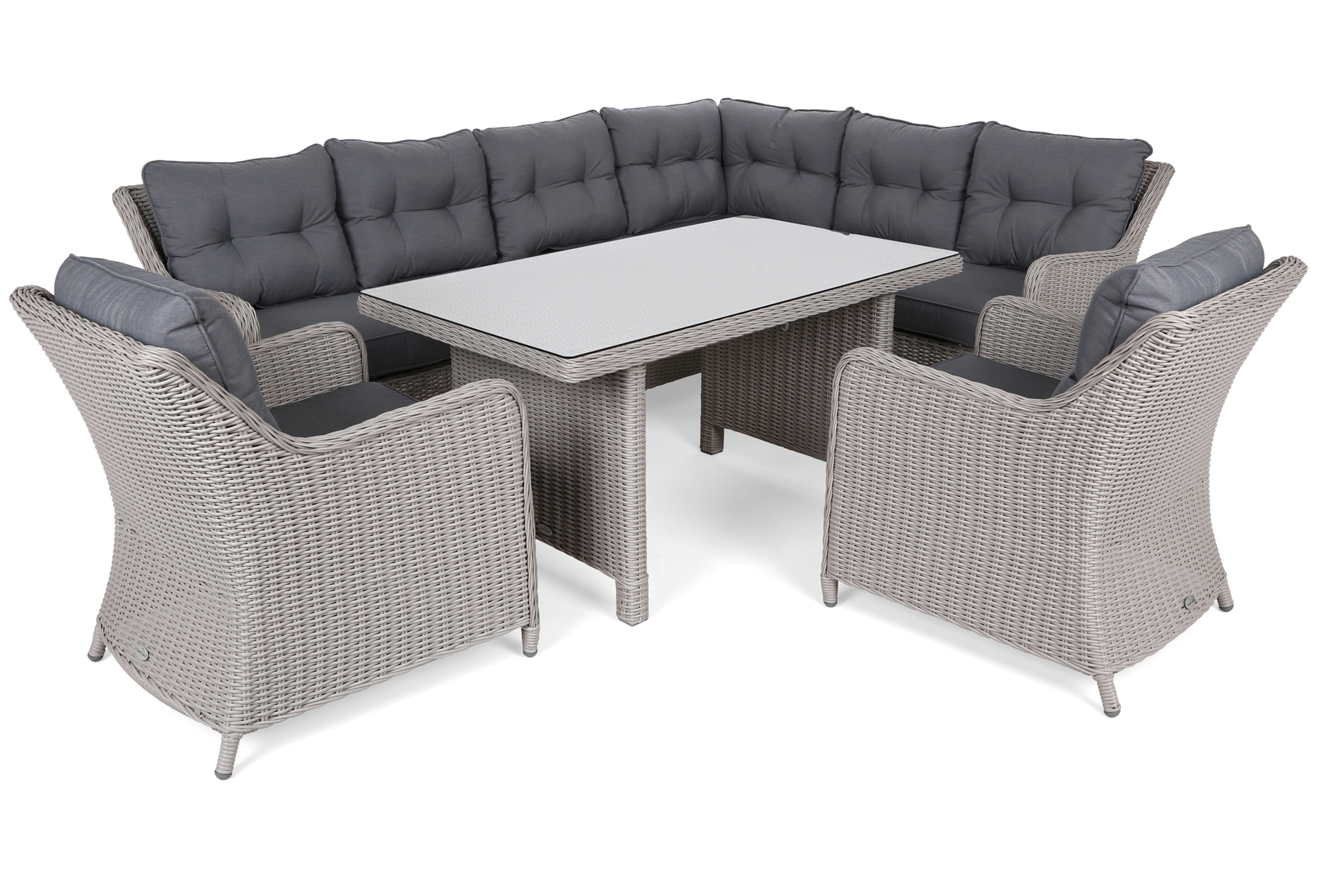 Narożny zestaw mebli ogrodowych prawy California White / Grey