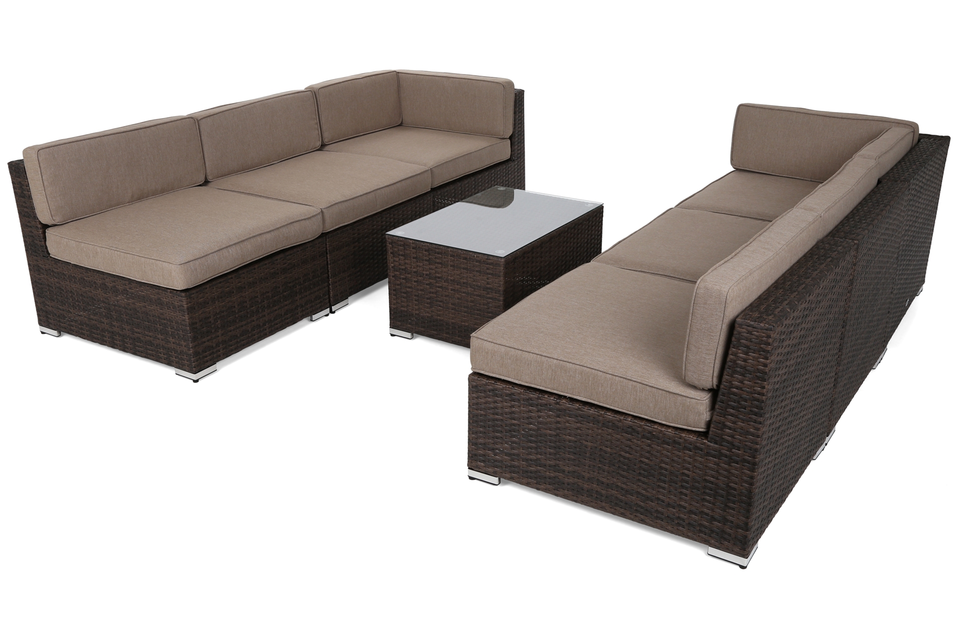 Narożnik modułowy z technorattanu Kansas Maxi Brown Mat / Brown Melange