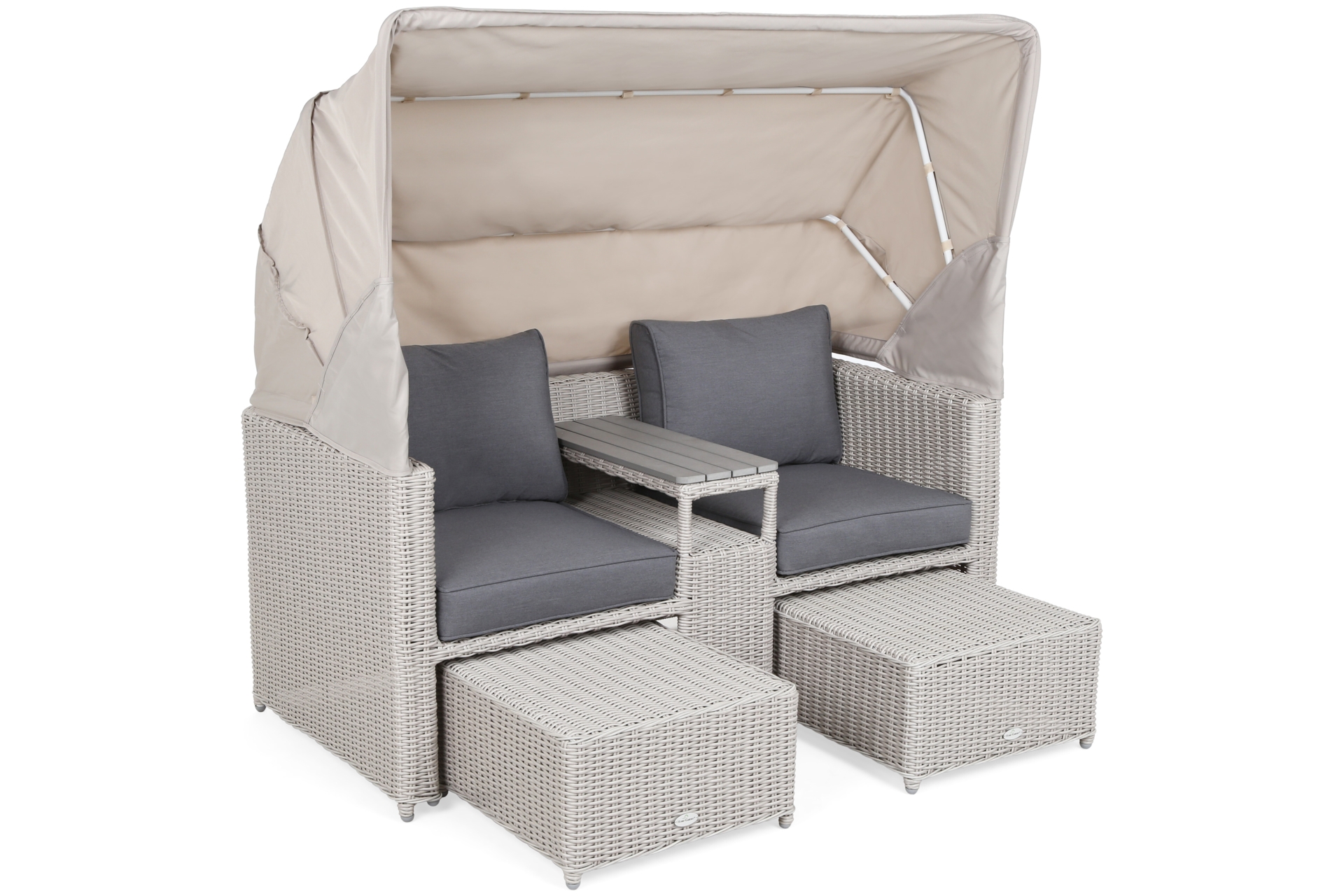 Kosz ogrodowy technorattanowy Michigan White / Grey