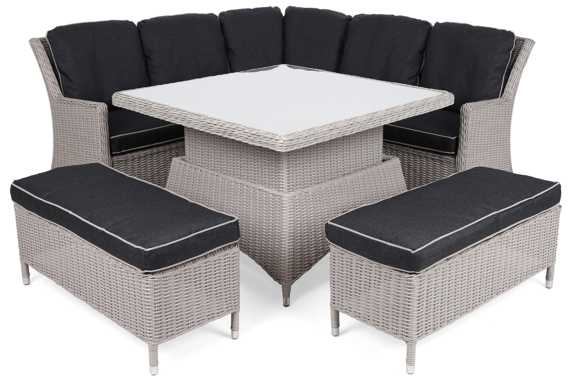 Narożny zestaw mebli ogrodowych Termoli White / Grey