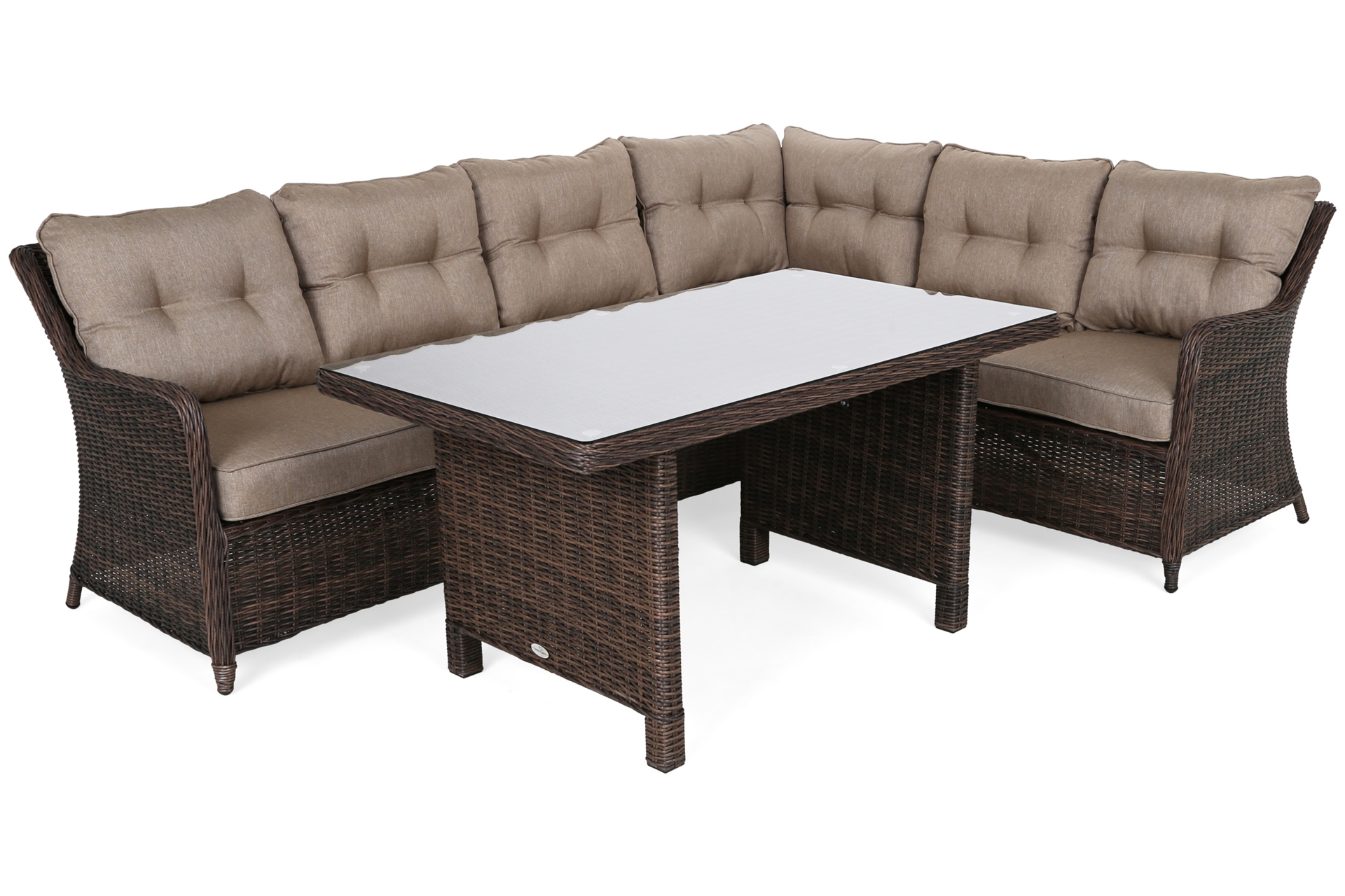 Narożny zestaw mebli ogrodowych prawy California Brown Mat / Brown Melange